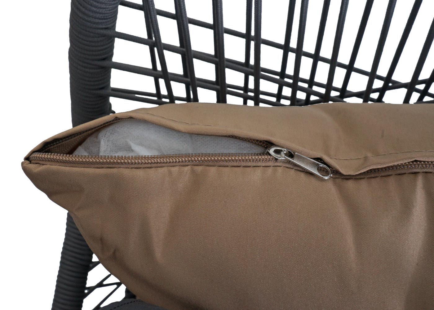 Cosmo Casa - Set van 2 Tuinstoelen - Zit- en Rugkussens - Aluminium - Touwgaas - Antraciet - Taupe Bekleding