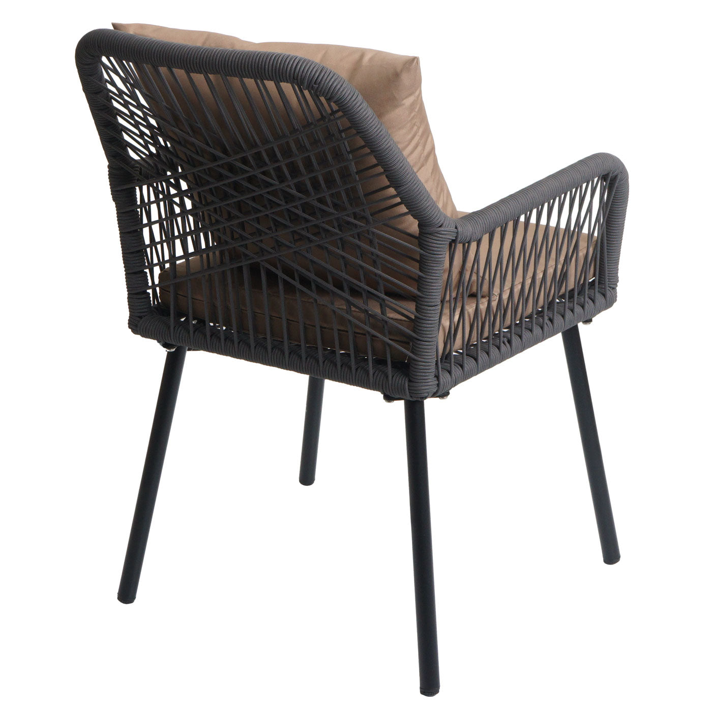 Cosmo Casa - Set van 2 Tuinstoelen - Zit- en Rugkussens - Aluminium - Touwgaas - Antraciet - Taupe Bekleding