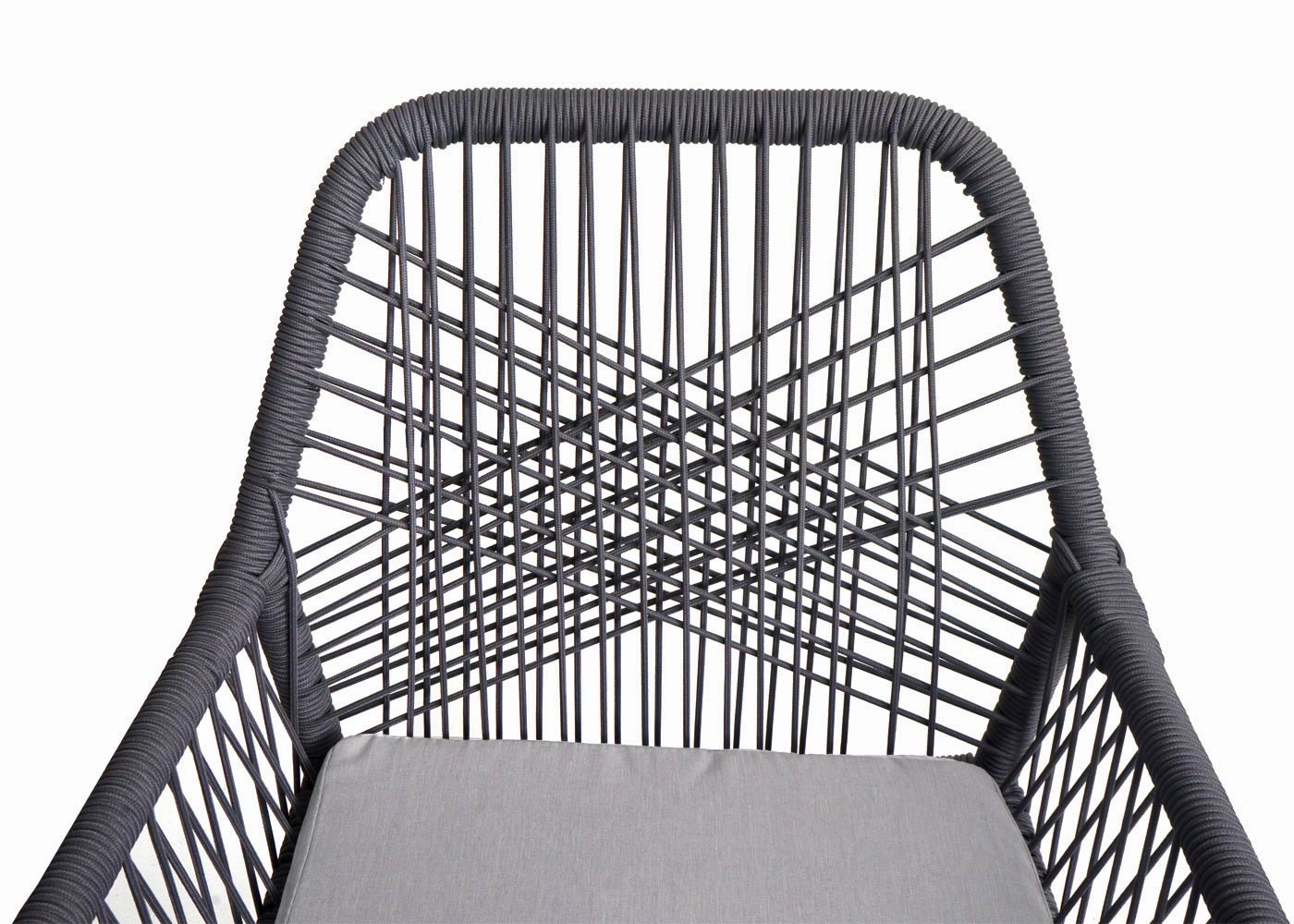 Cosmo Casa - Set van 2 Tuinstoelen - Zit- en Rugkussens - Aluminium - Touwgaas - Antraciet - Lichtgrijze Bekleding