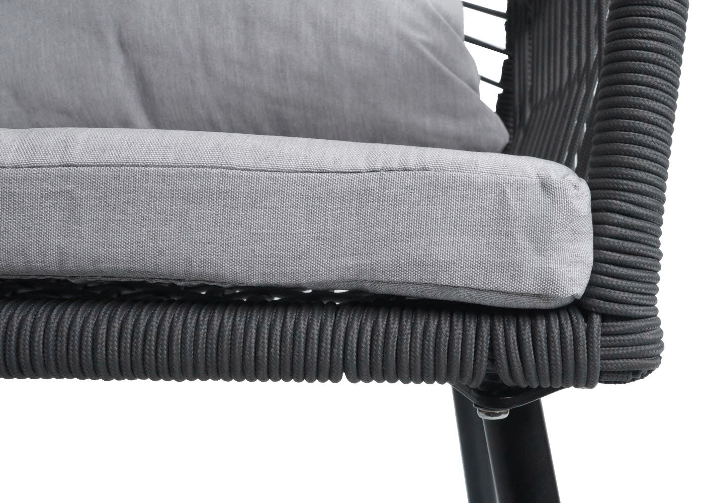 Cosmo Casa - Set van 2 Tuinstoelen - Zit- en Rugkussens - Aluminium - Touwgaas - Antraciet - Lichtgrijze Bekleding