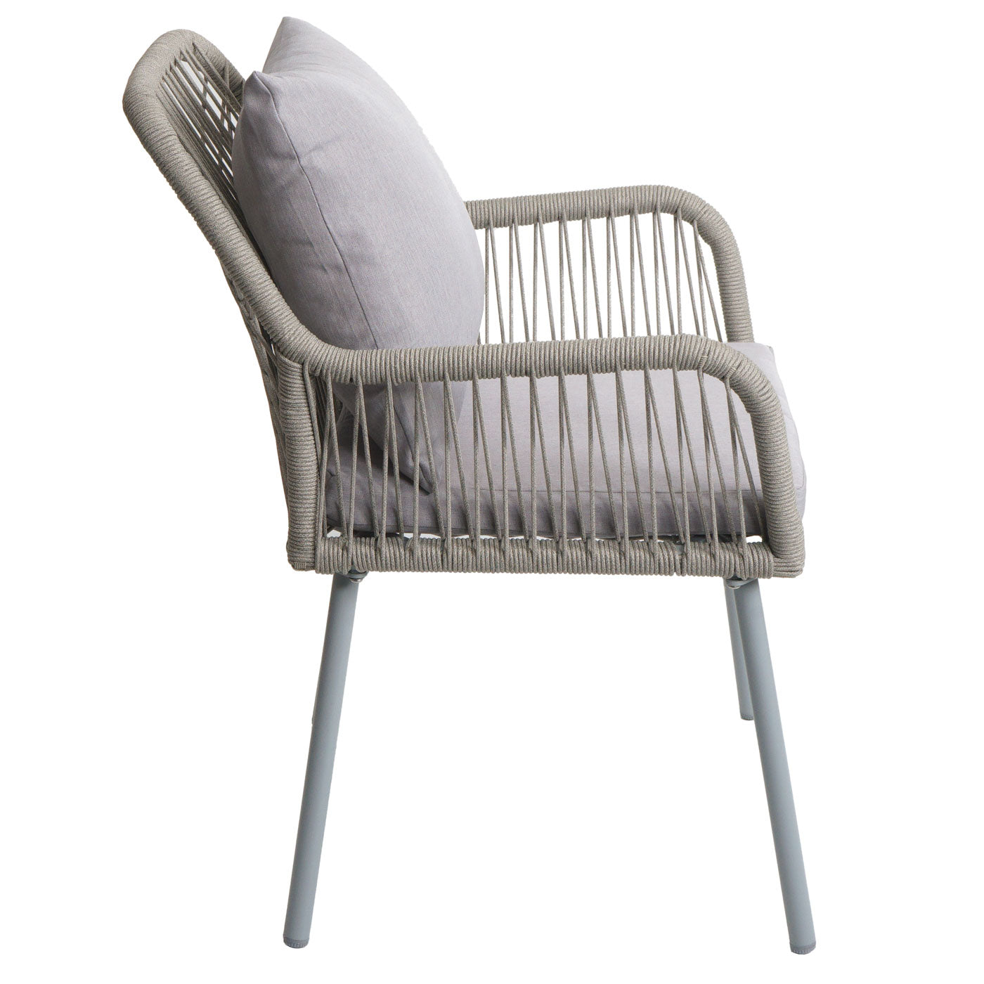 Cosmo Casa - Set van 2 Tuinstoelen - Zit en Rugleuning - Aluminium - Touwgaas - Lichtgrijs - Lichtgrijze Bekleding