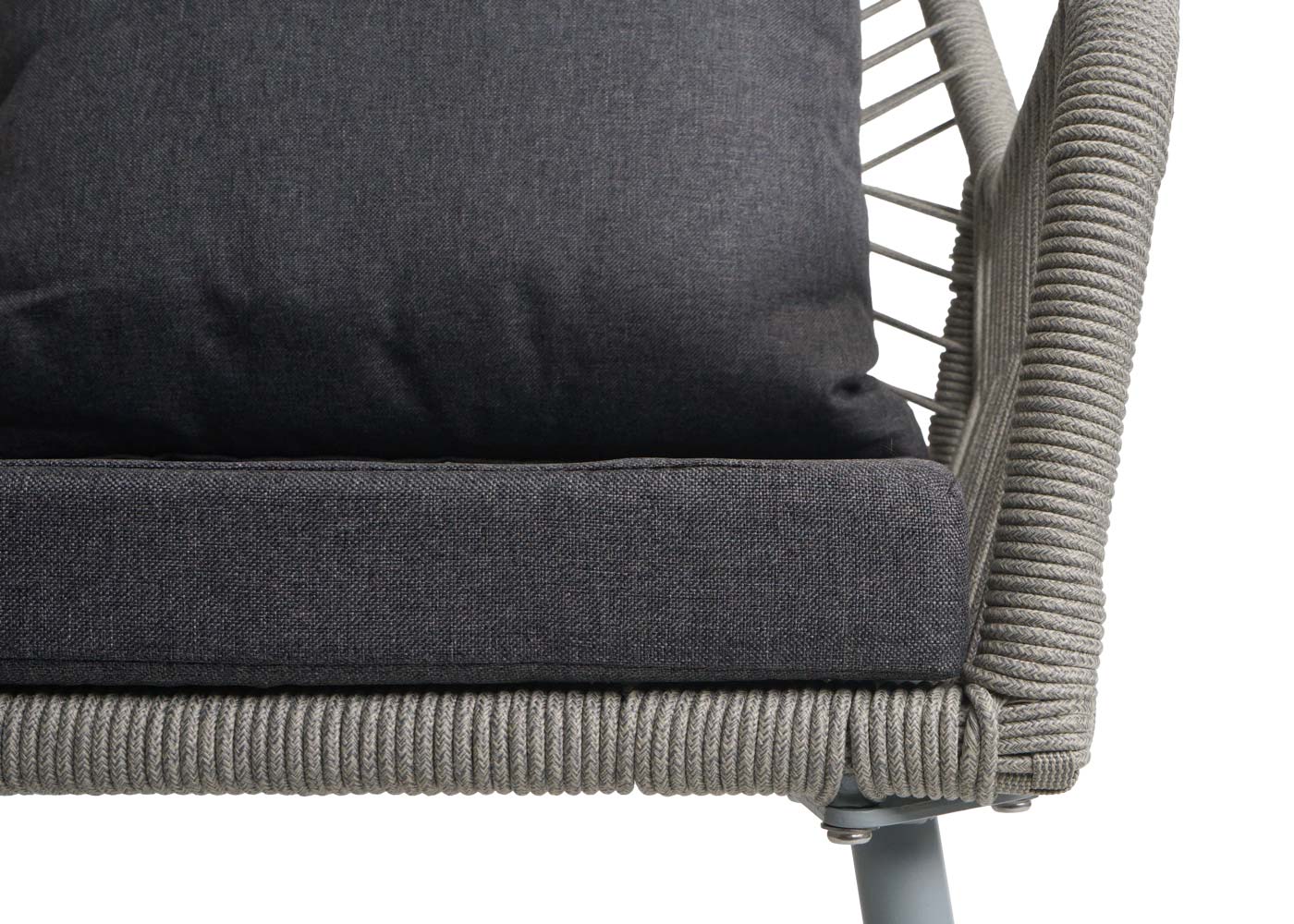 Cosmo Casa - Set van 2 Tuinstoelen - Zit en Rugleuning - Aluminium - Touwgaas - Lichtgrijs - Donkergrijze Bekleding