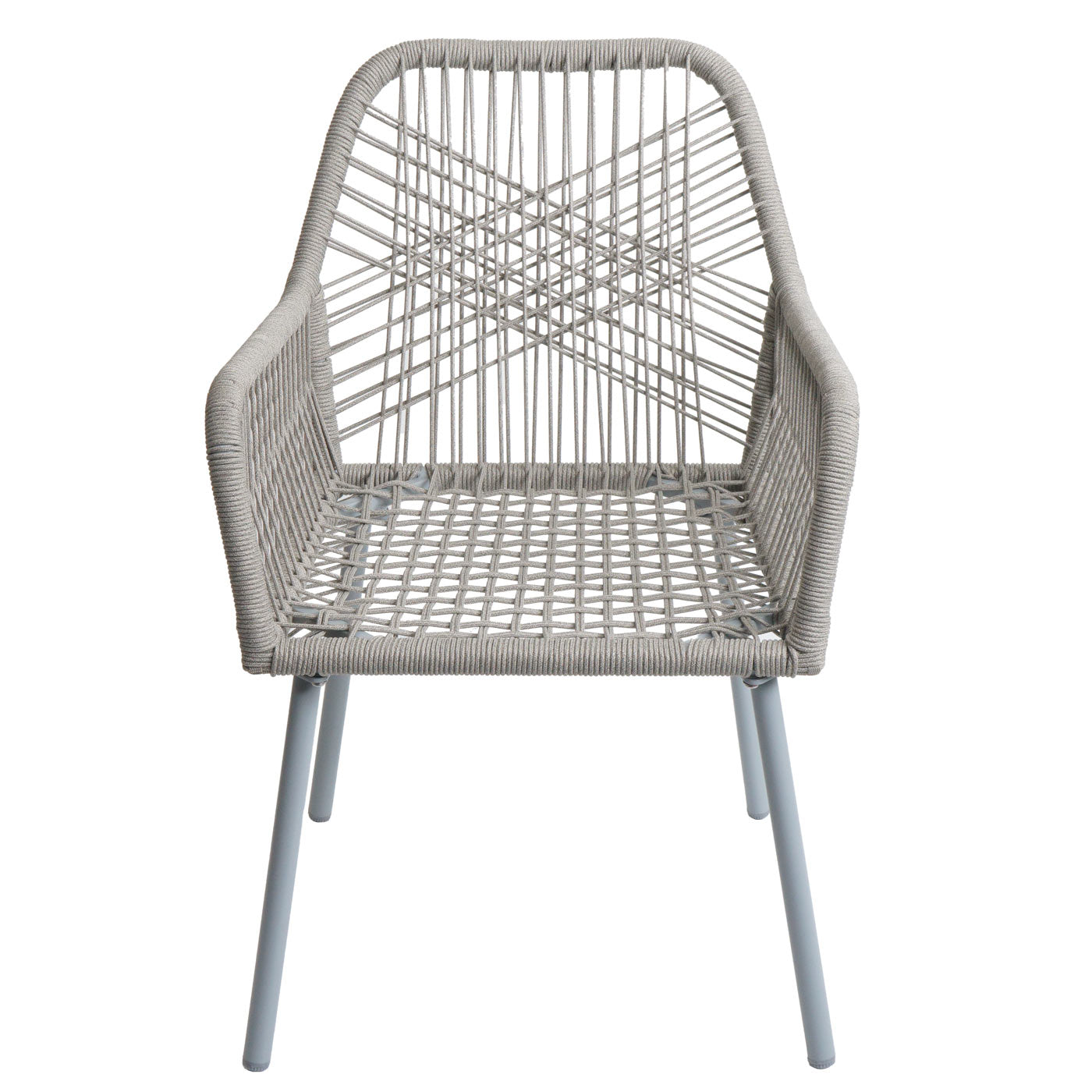 Cosmo Casa - Set van 2 Tuinstoelen - Zit en Rugleuning - Aluminium - Touwgaas - Lichtgrijs - Donkergrijze Bekleding