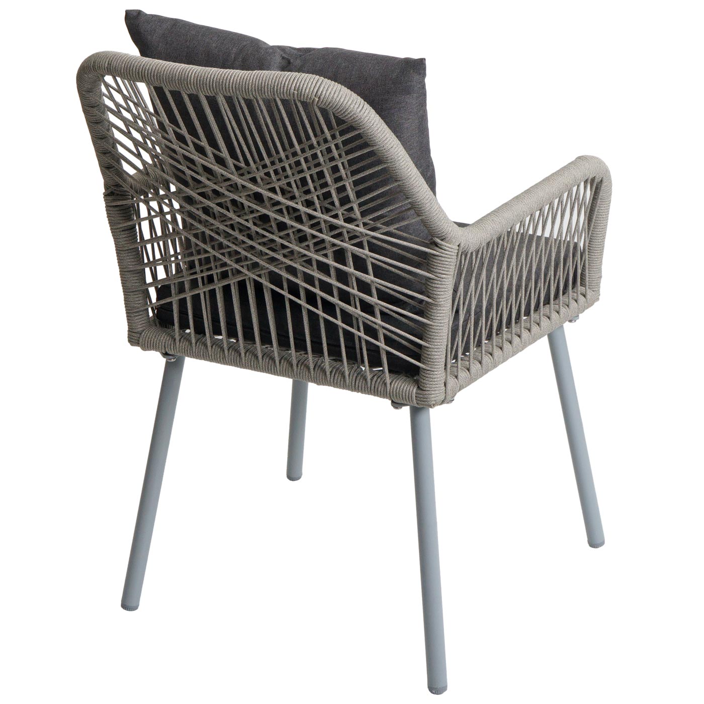 Cosmo Casa - Set van 2 Tuinstoelen - Zit en Rugleuning - Aluminium - Touwgaas - Lichtgrijs - Donkergrijze Bekleding