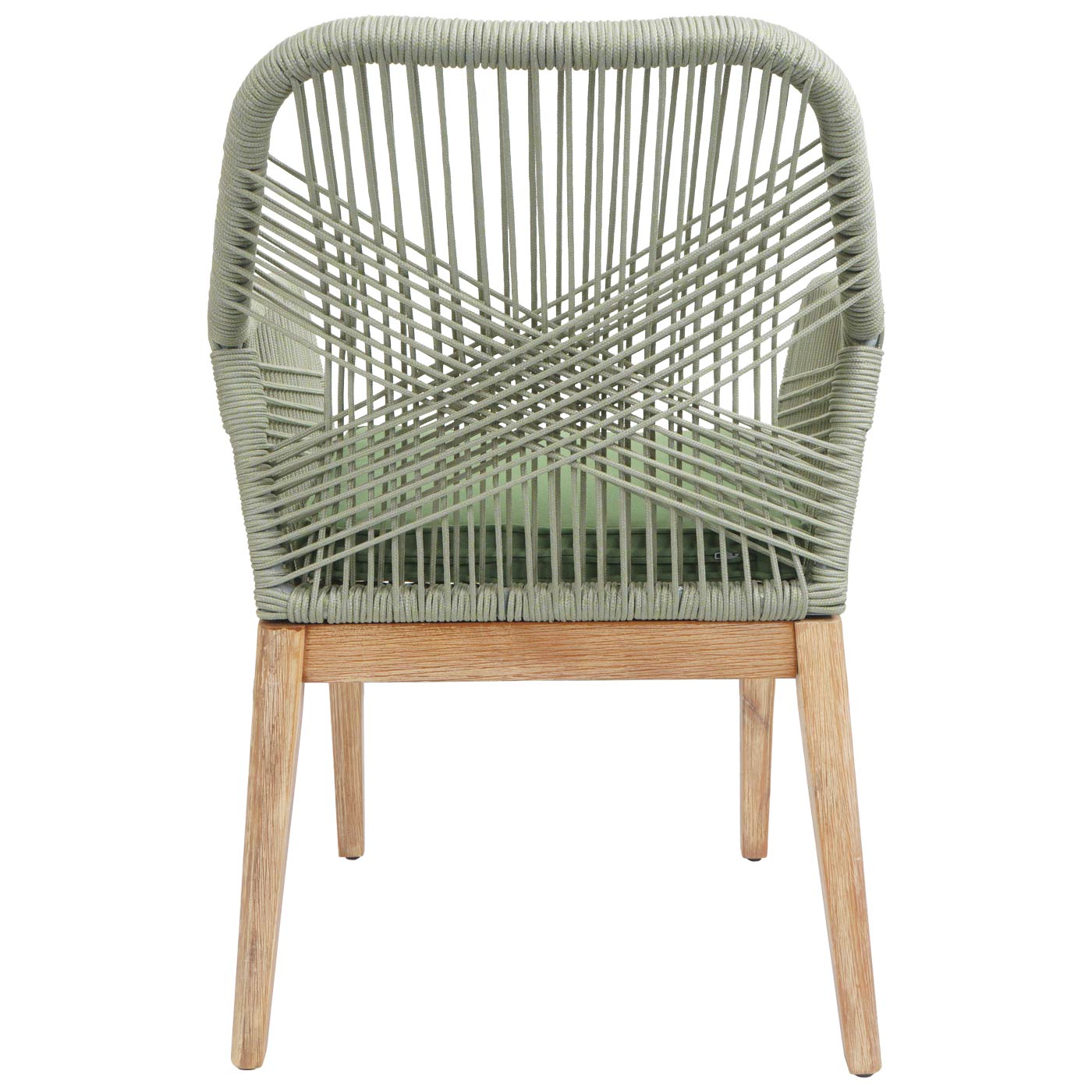 Cosmo Casa - Set van 2 Buitenfauteuils - Weerbestendig Touwgaas - Acaciahout - Groene Kussens - Groen Frame