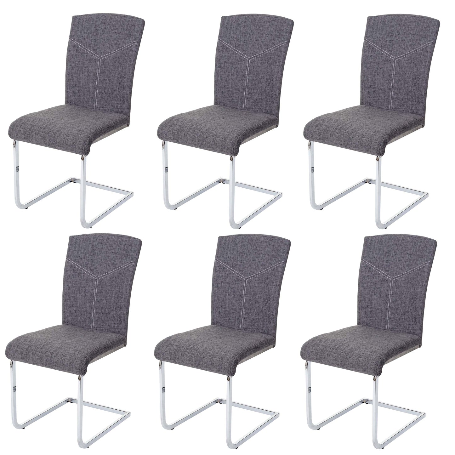 Cosmo Casa - Set van 6 Eetkamerstoelen - Cantilever - Textiel - Grijs