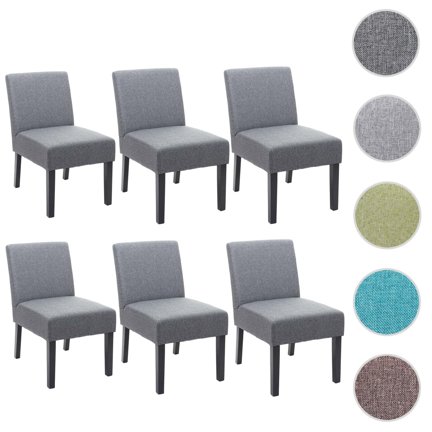 Cosmo Casa - Set van 6 Eetkamerstoelen - Lounge - Textiel - Donkergrijs