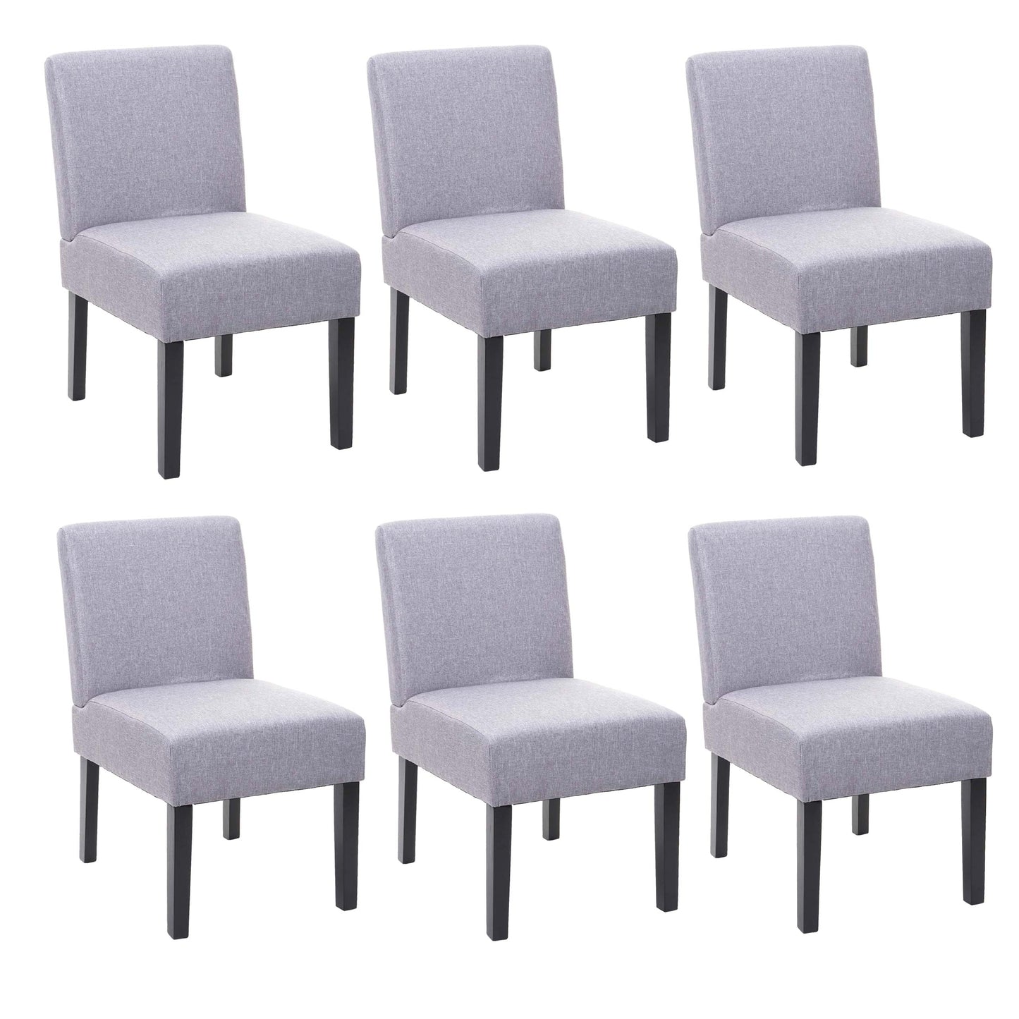 Cosmo Casa - Set van 6 Eetkamerstoelen - Lounge - Textiel - Grijs