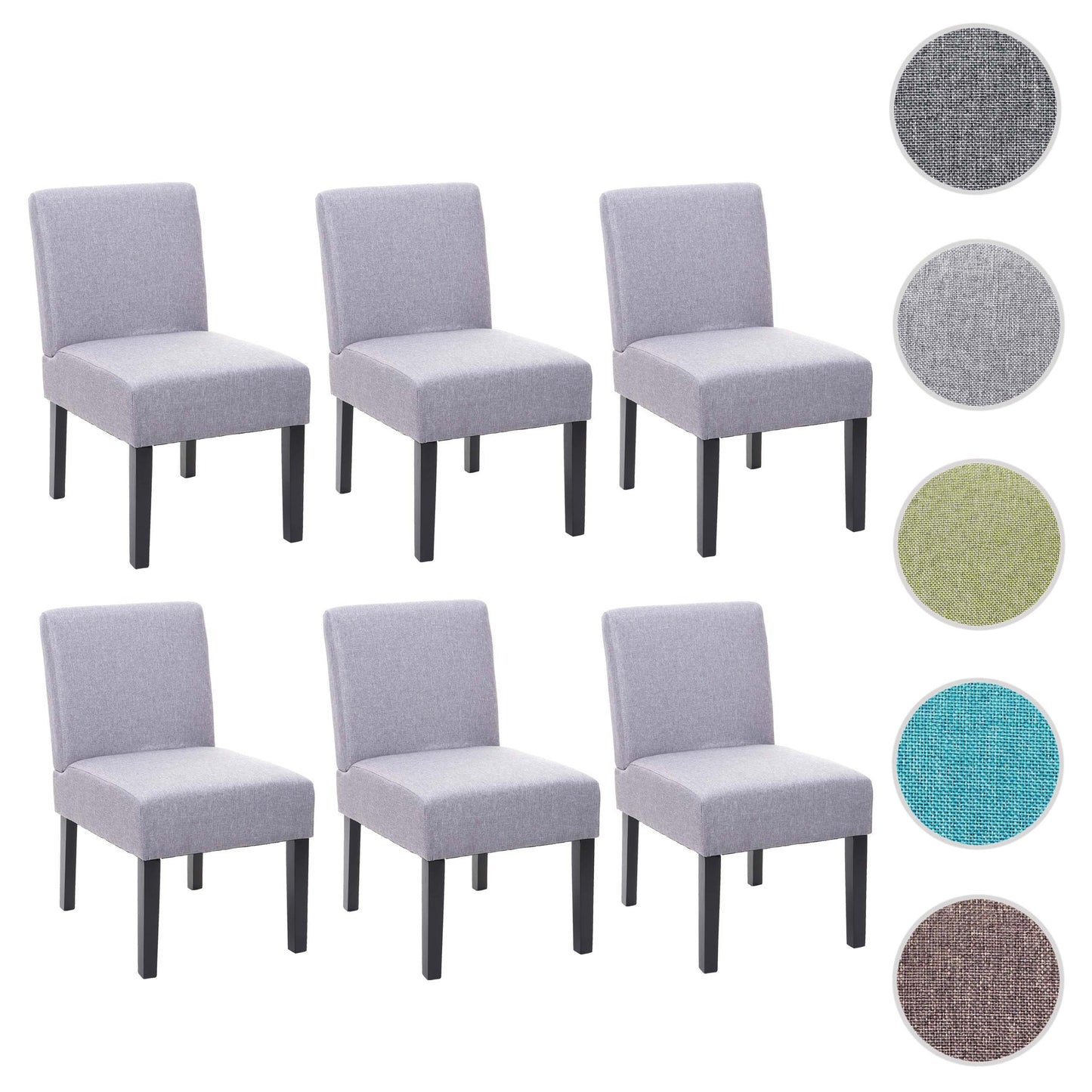 Cosmo Casa - Set van 6 Eetkamerstoelen - Lounge - Textiel - Grijs