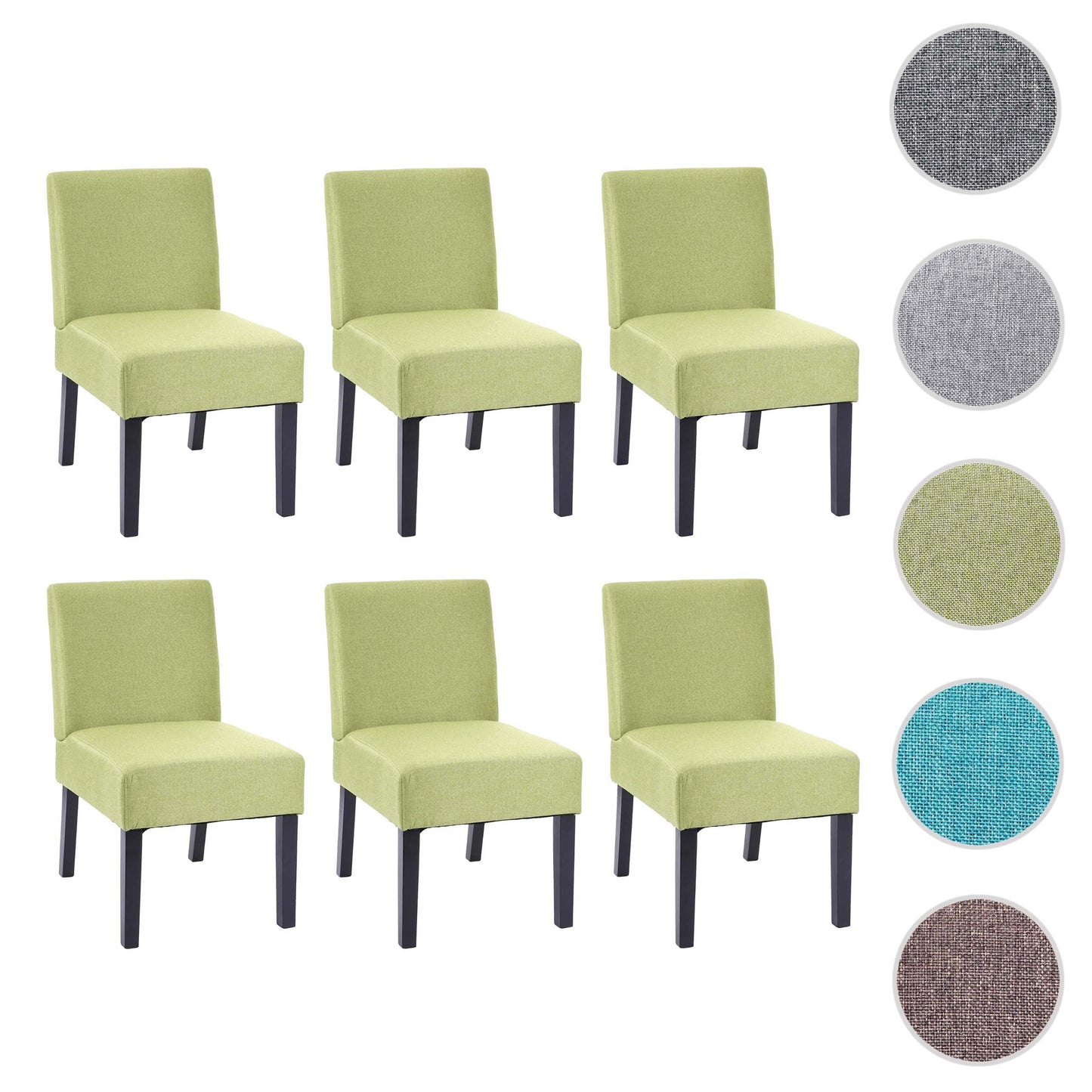 Cosmo Casa - Set van 6 Eetkamerstoelen - Lounge - Textiel - Groen