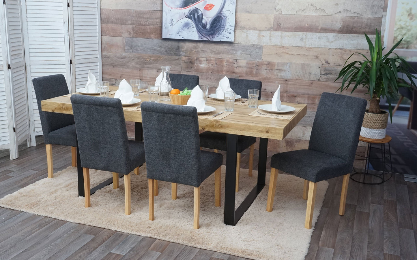 Cosmo Casa - Set van 6 Eetkamerstoelen - Keukenstoelen Littau - Textiel - Antracietgrijs - Lichte Poten