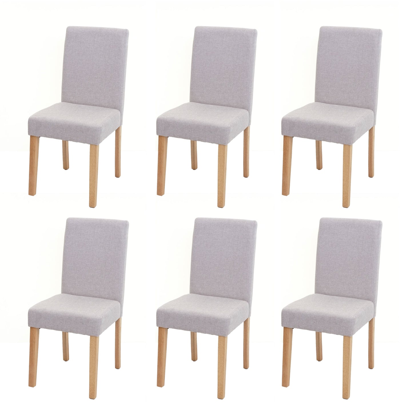Cosmo Casa - Set van 6 Eetkamerstoelen - Littau - Stof - Crèmebeige - Lichte Poten