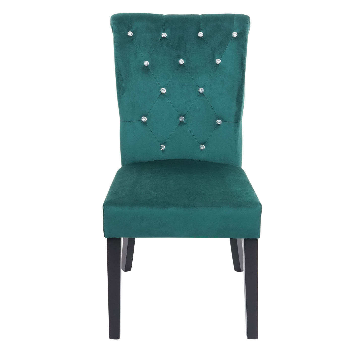 Cosmo Casa - Eetkamerstoelen set van 6 - Geklonken fluweel - Fluweel - Donkergroen-zwart