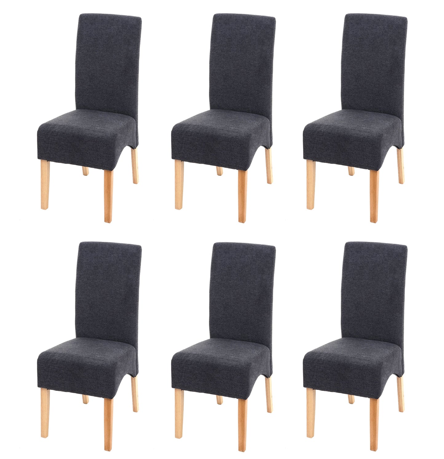 Cosmo Casa - Set van 6 Eetkamerstoelen - Keukenstoelen Latina - Stof - Donkergrijs - Lichte Poten