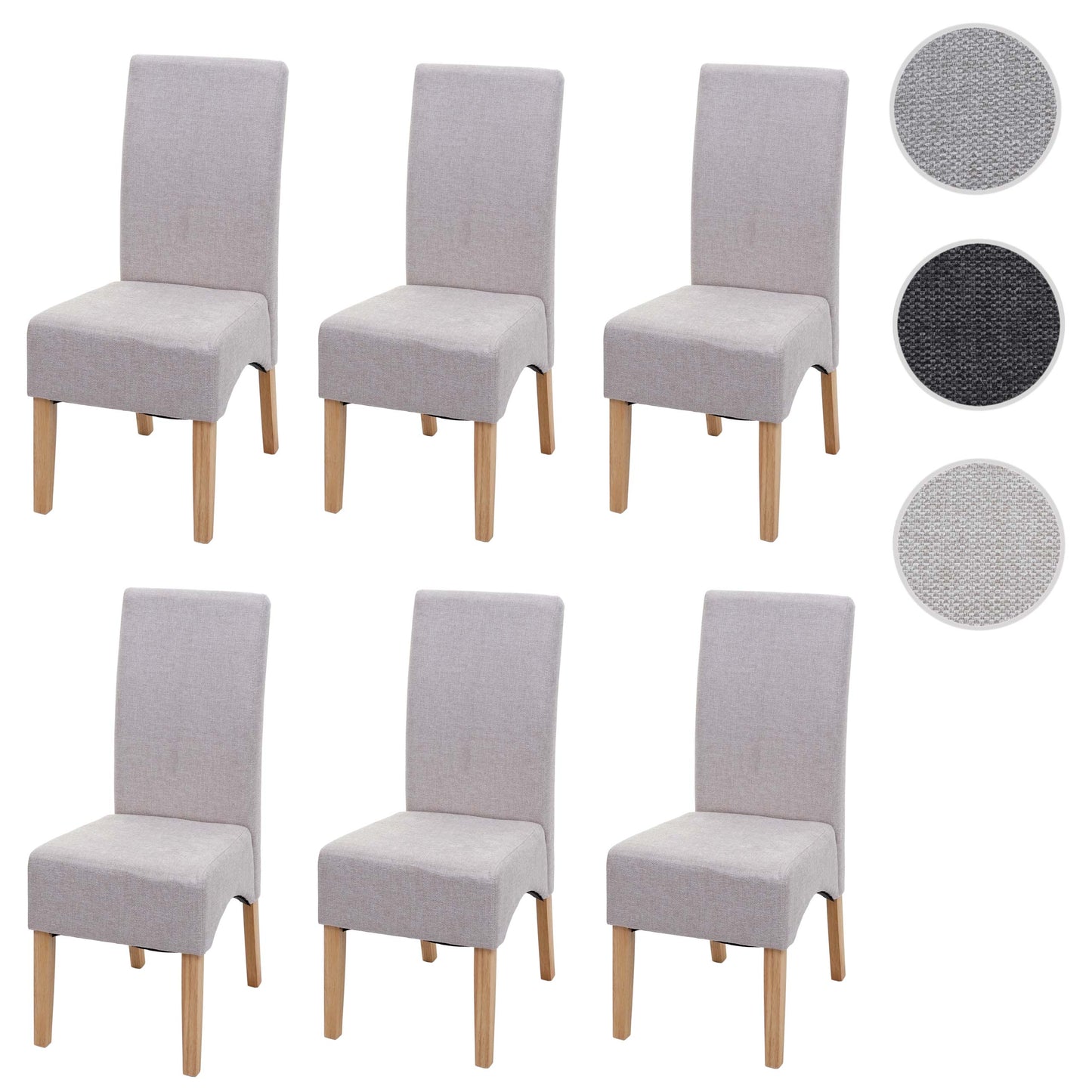 Cosmo Casa - Set van 6 Eetkamerstoelen - Keukenstoelen Latina - Stof - Crèmebeige - Lichte Poten