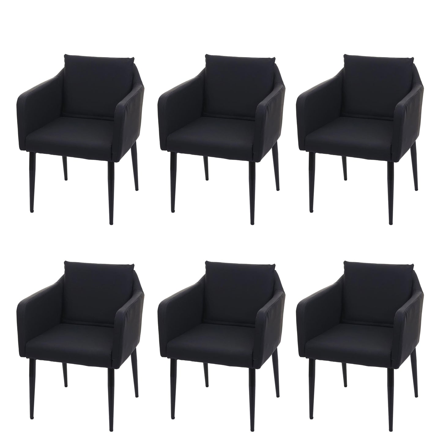 Cosmo Casa - Set van 6 Eetkamerstoelen - Keukenstoel Fauteuil - Imitatieleer - Zwart