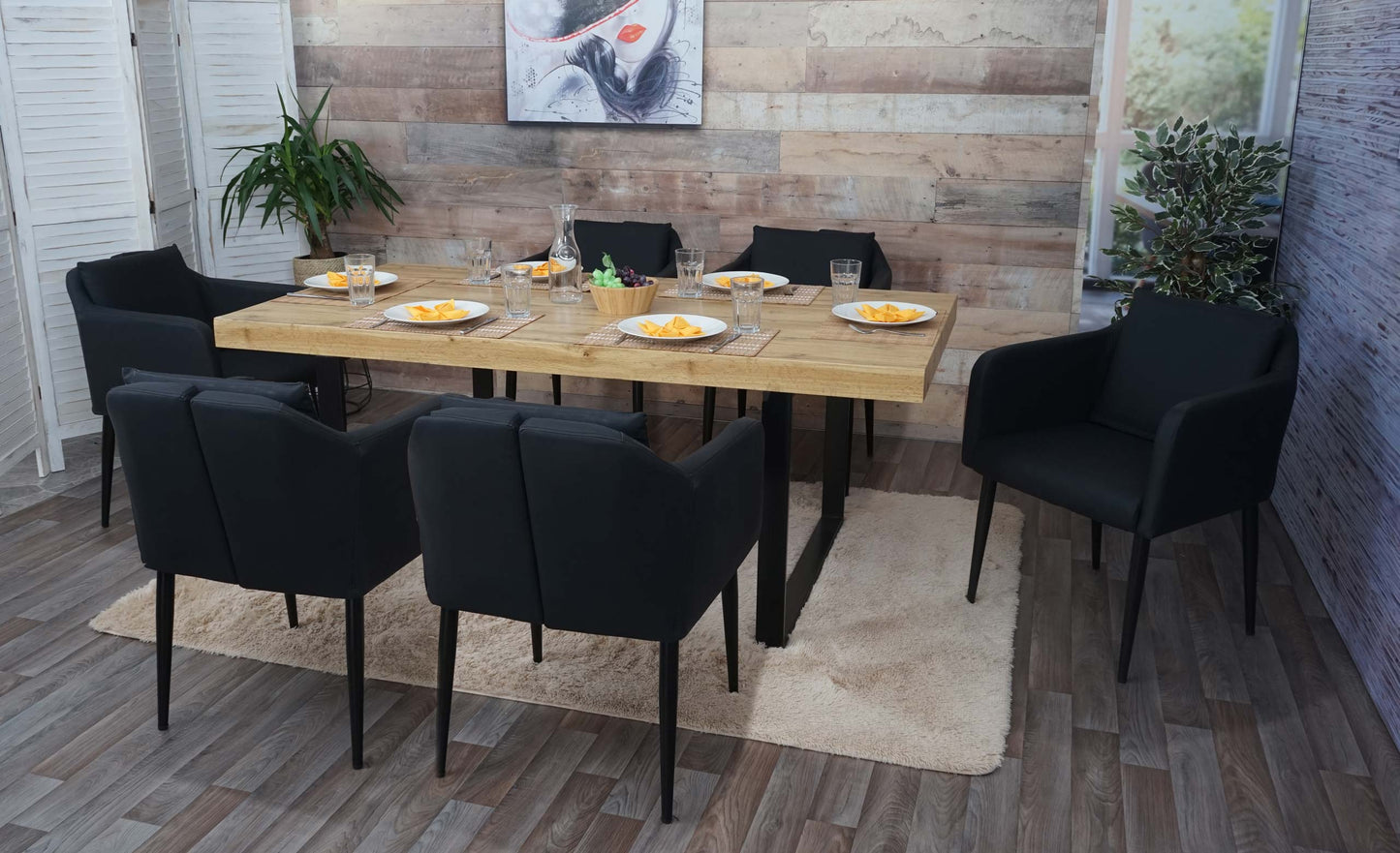 Cosmo Casa - Set van 6 Eetkamerstoelen - Keukenstoel Fauteuil - Imitatieleer - Zwart