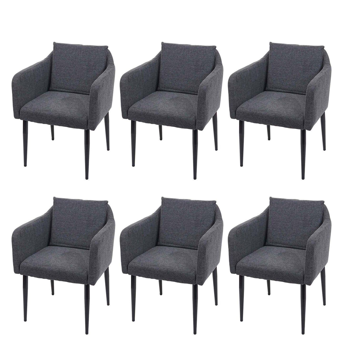 Cosmo Casa - Set van 6 Eetkamerstoelen - Keukenstoel Fauteuil - Stoftextiel - Donkergrijs