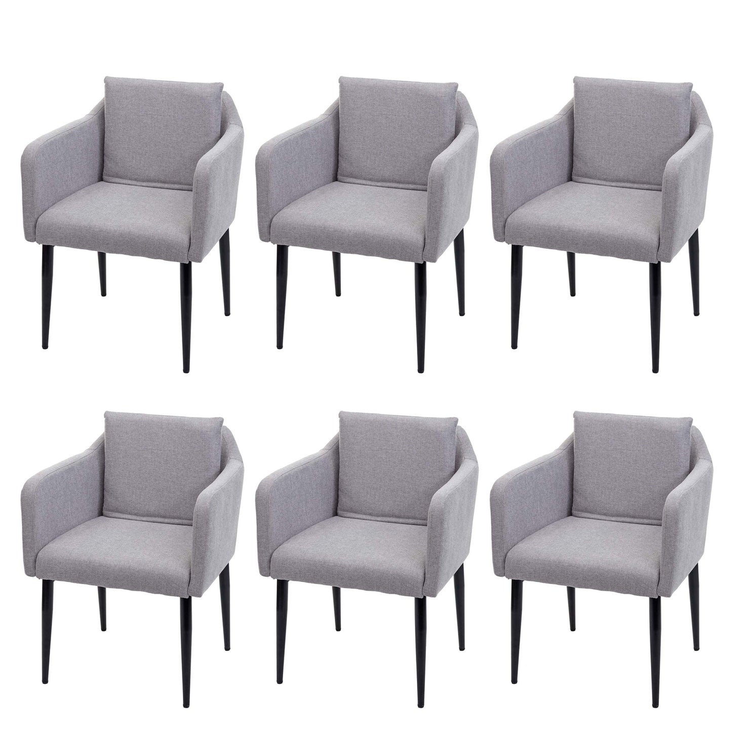 Cosmo Casa - Set van 6 Eetkamerstoelen - Keukenstoel Fauteuil - Stoftextiel - Lichtgrijs
