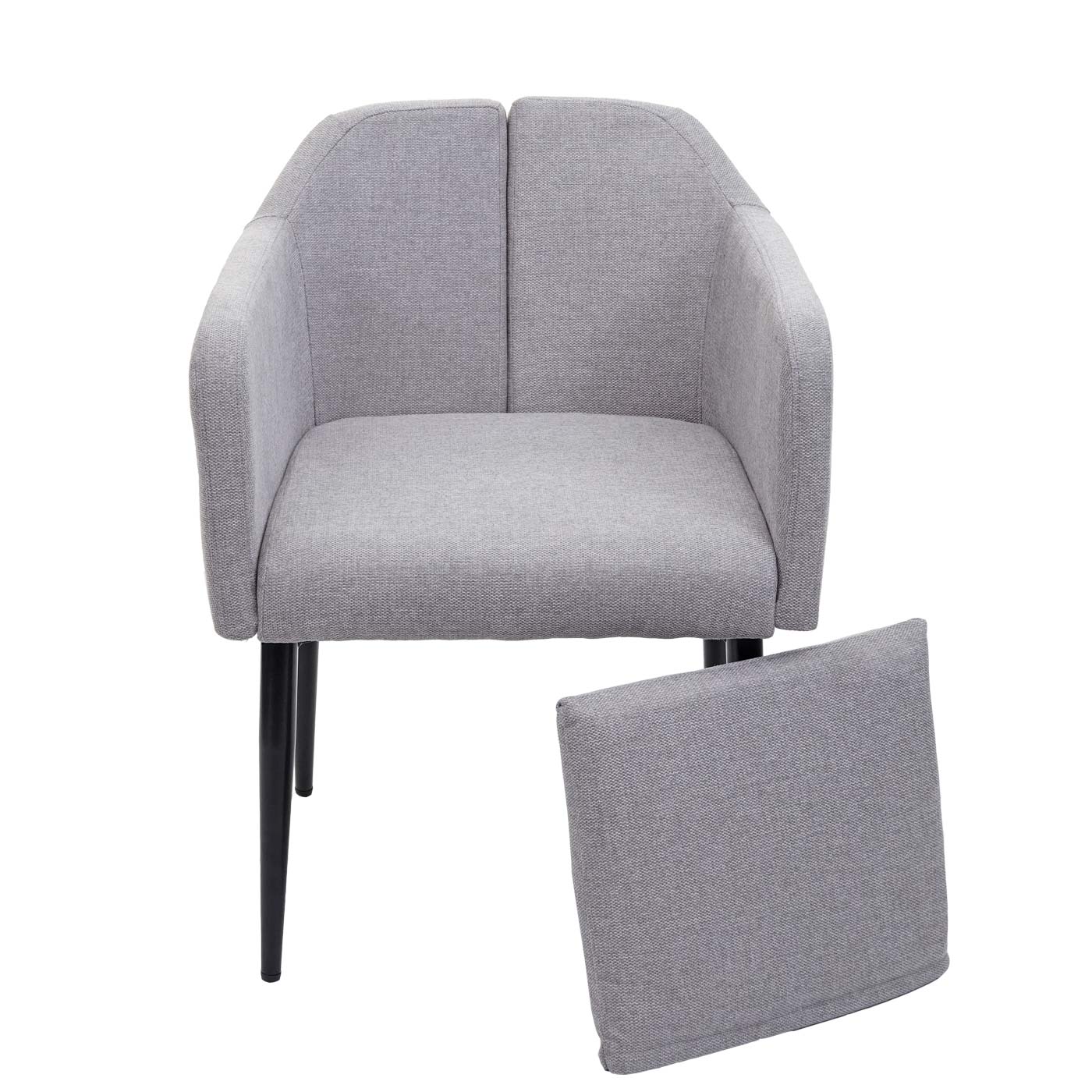 Cosmo Casa - Set van 6 Eetkamerstoelen - Keukenstoel Fauteuil - Stoftextiel - Lichtgrijs