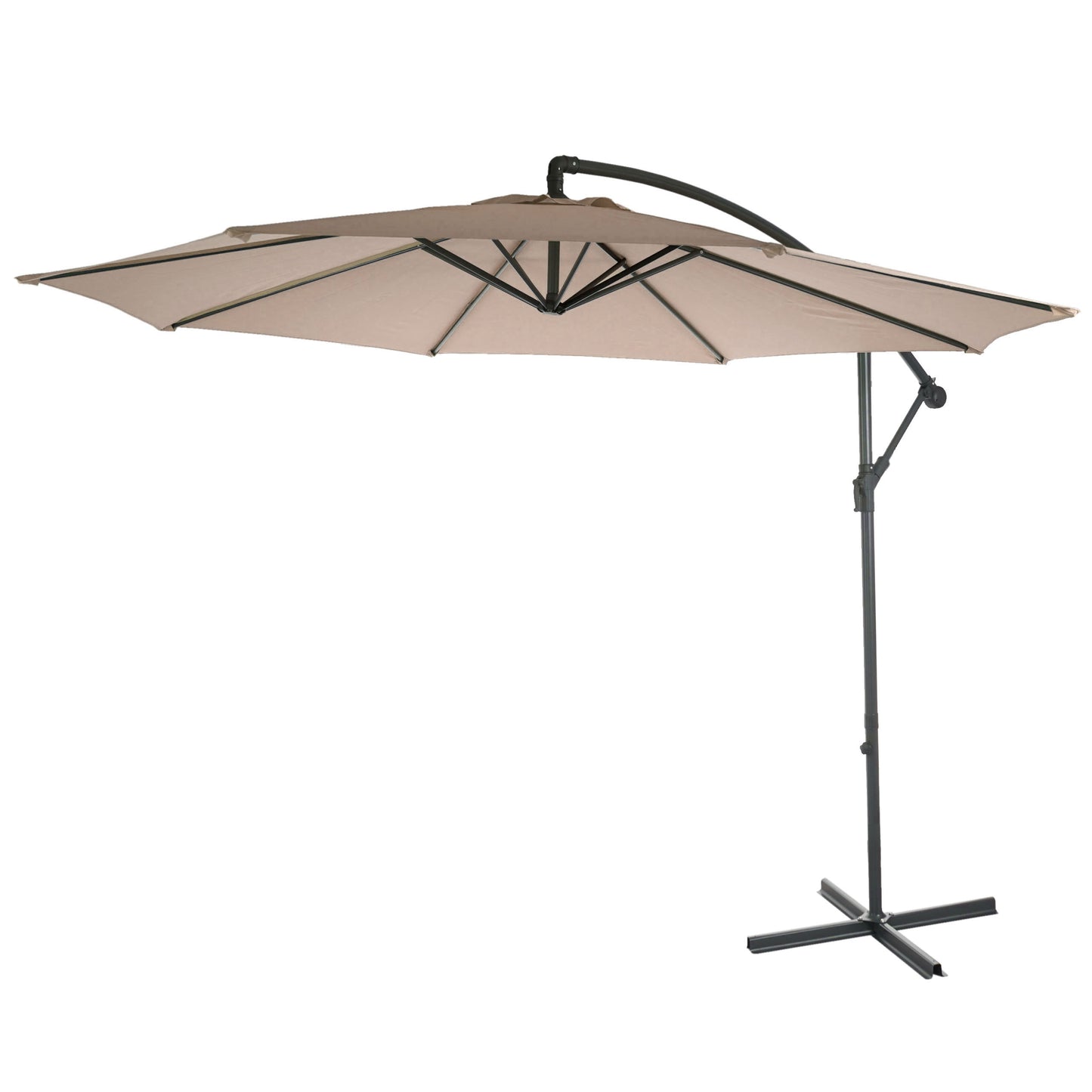 Cosmo Casa - Acerra zweefparasol - Zonwerende parasol - 3m kantelbaar - Polyester staal - 11kg - Zandbeige zonder voet