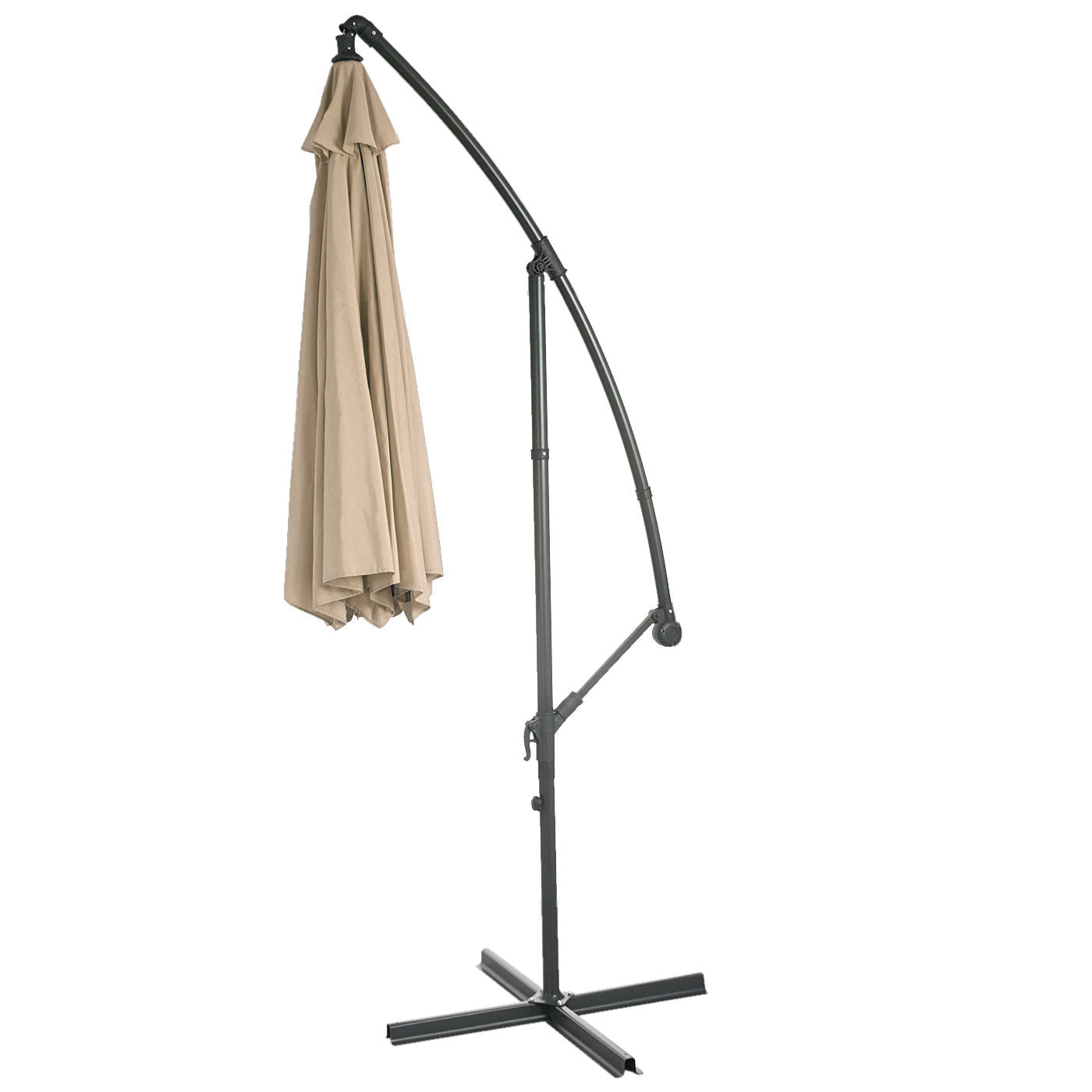 Cosmo Casa - Acerra zweefparasol - Zonwerende parasol - 3m kantelbaar - Polyester staal - 11kg - Zandbeige zonder voet