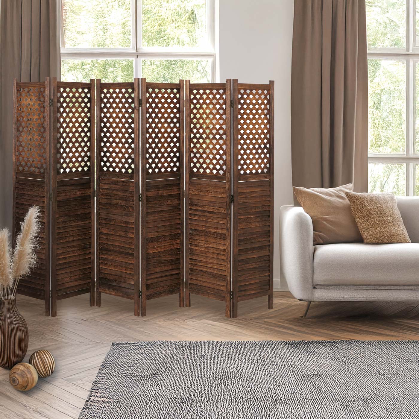 Cosmo Casa - Paravent - Ornament - Metaal - Wit - 170×245 cm