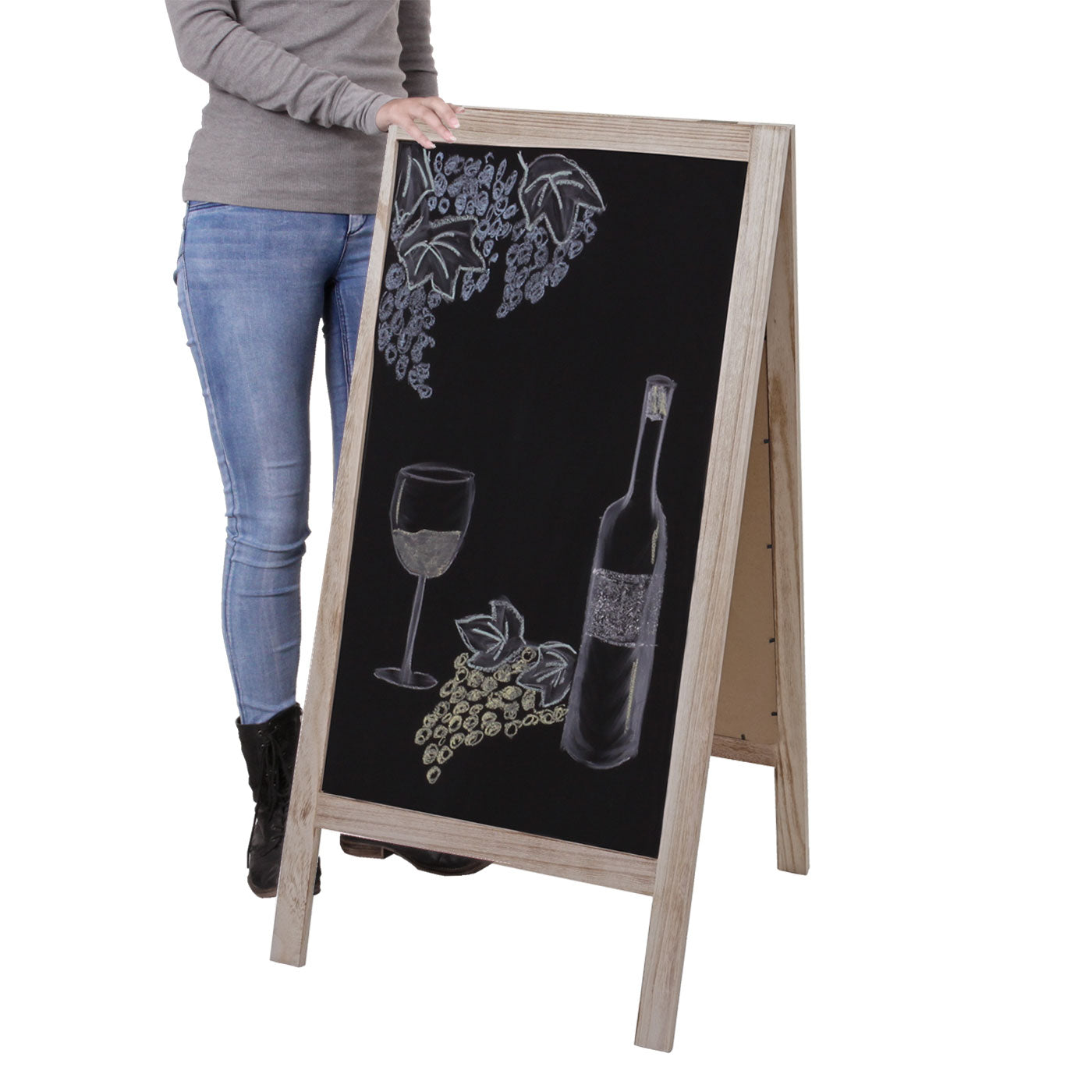 Cosmo Casa - Reclamebord - Krijtbord - Metaal & Hout - Naturel - 100×50 cm
