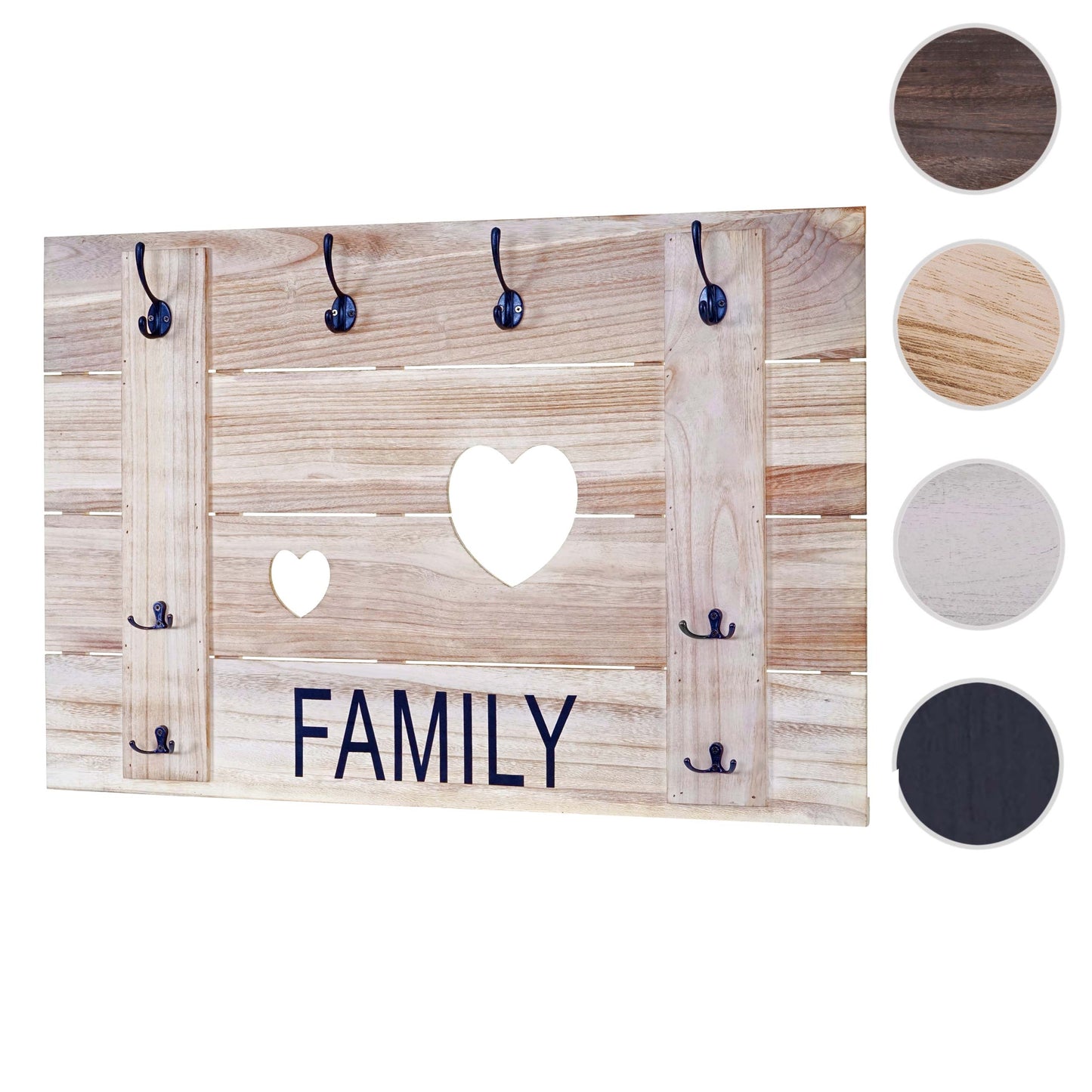 Cosmo Casa - Wandkapstok paneel - Vintage - Hout - Naturel - 60×90 cm