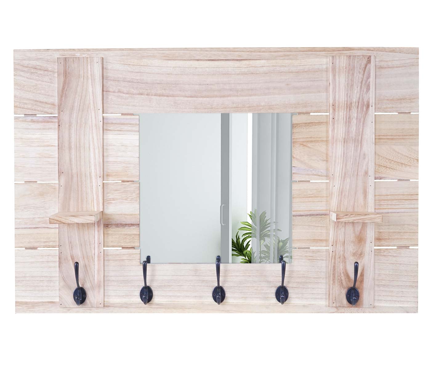 Cosmo Casa - Wandkapstok paneel - Vintage - Hout - Naturel - 90×60 cm