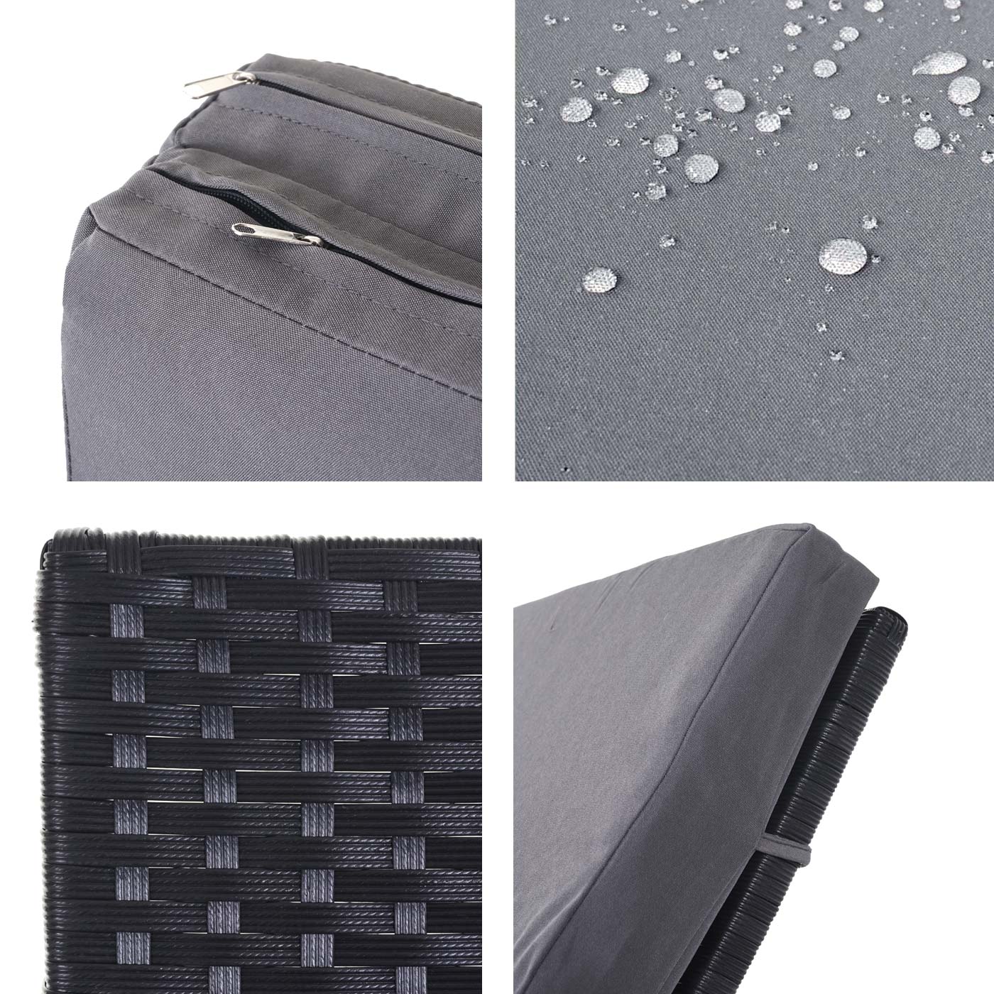 Cosmo Casa - Ligstoel - Relax - Polyrotan - Antraciet - kussen donkergrijs