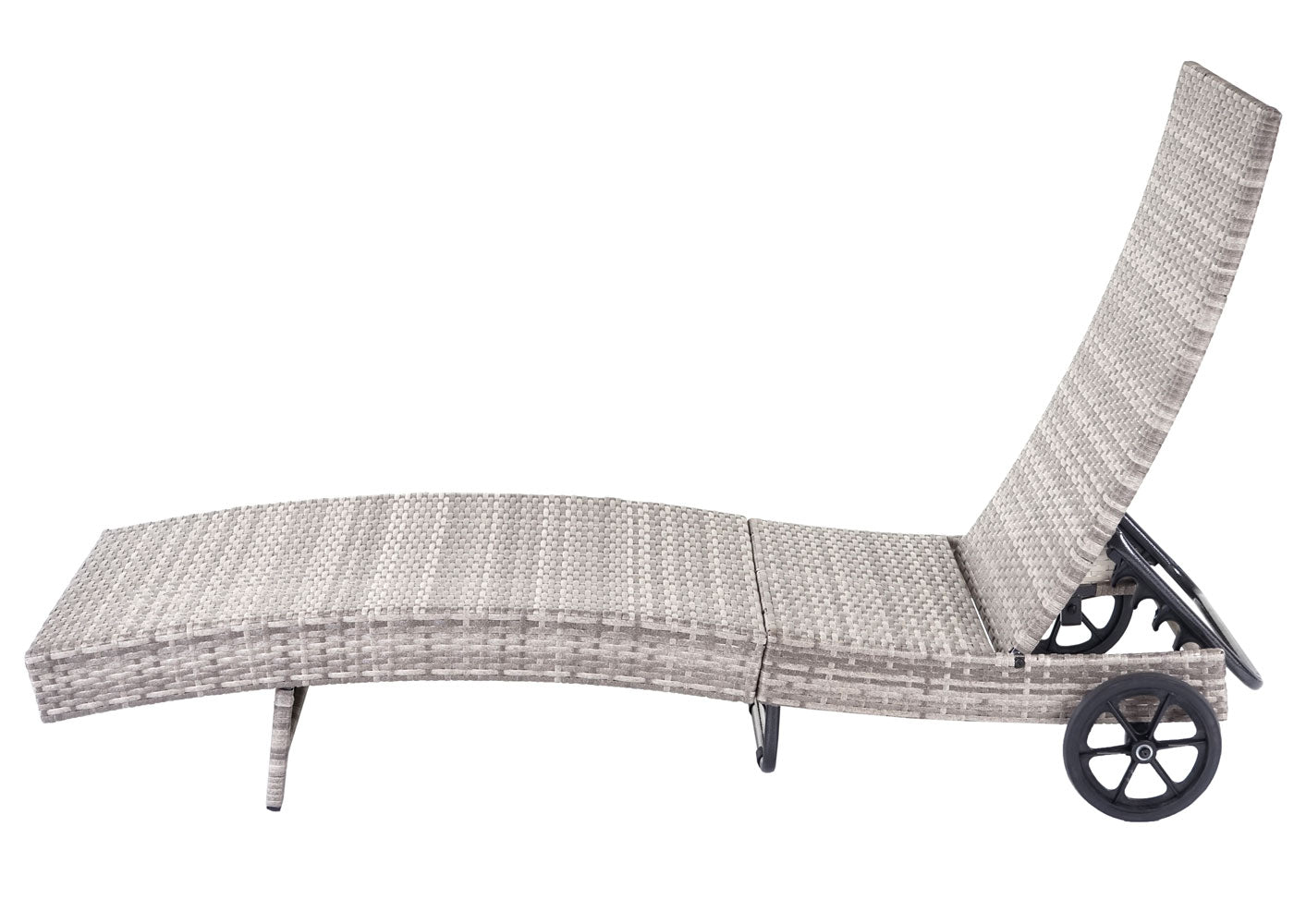 Cosmo Casa - Ligstoel - Relax - Polyrotan - Grijs - kussen beige