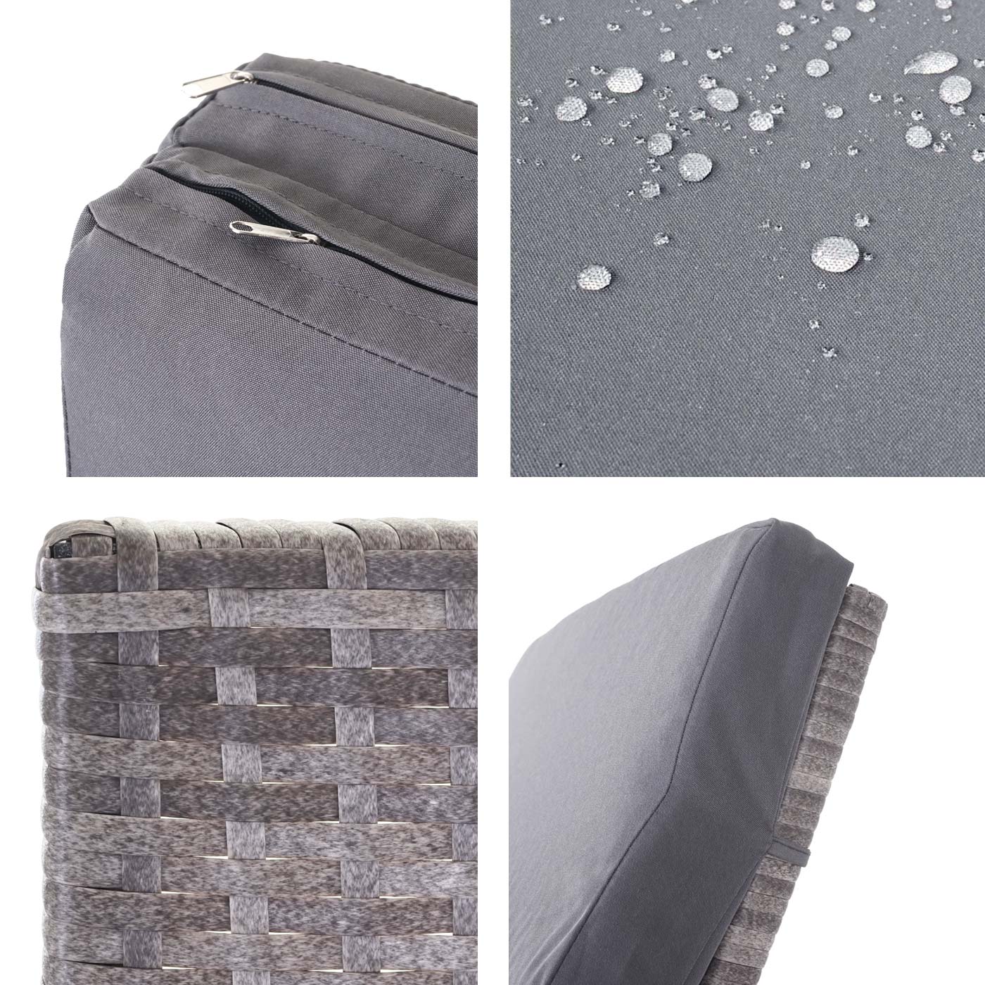 Cosmo Casa - Ligstoel - Relax - Polyrotan - Grijs - kussen donkergrijs