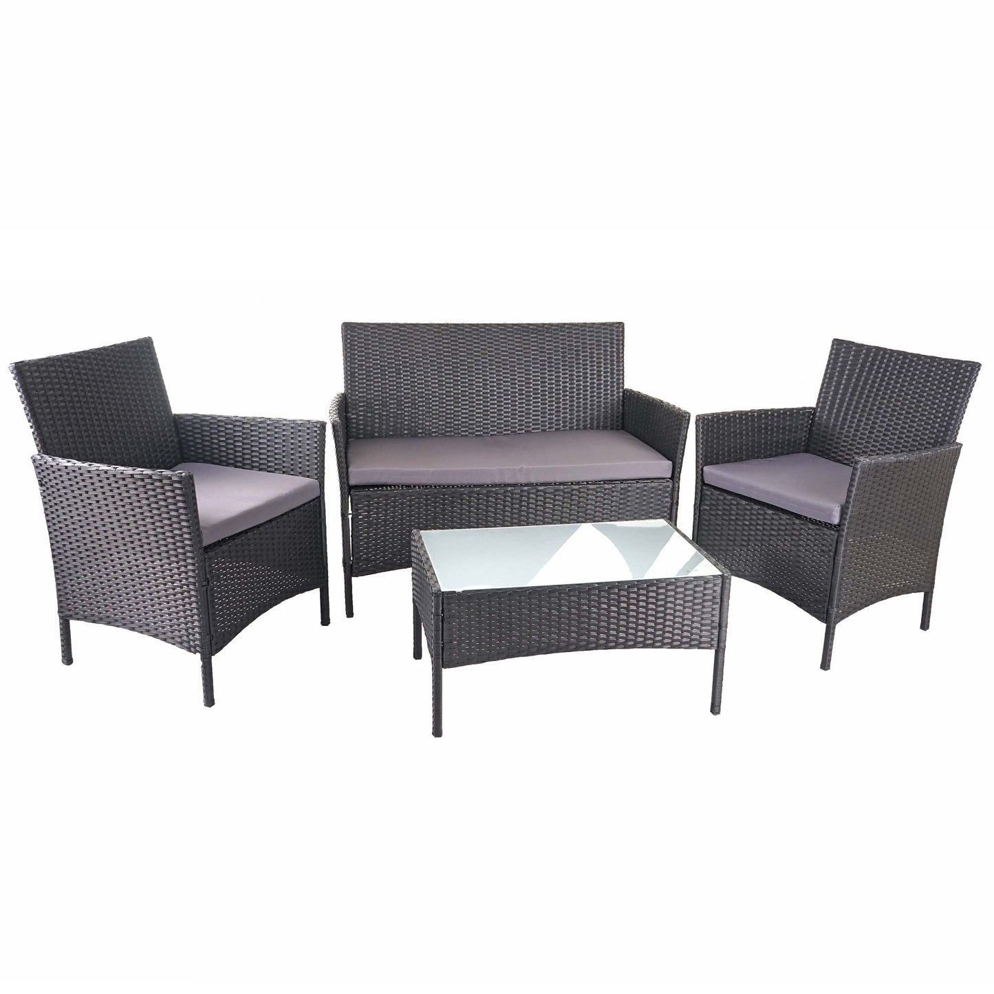 Cosmo Casa - Polyrotan tuinset - Loungeset - Polyrotan - Zwart & Antraciet