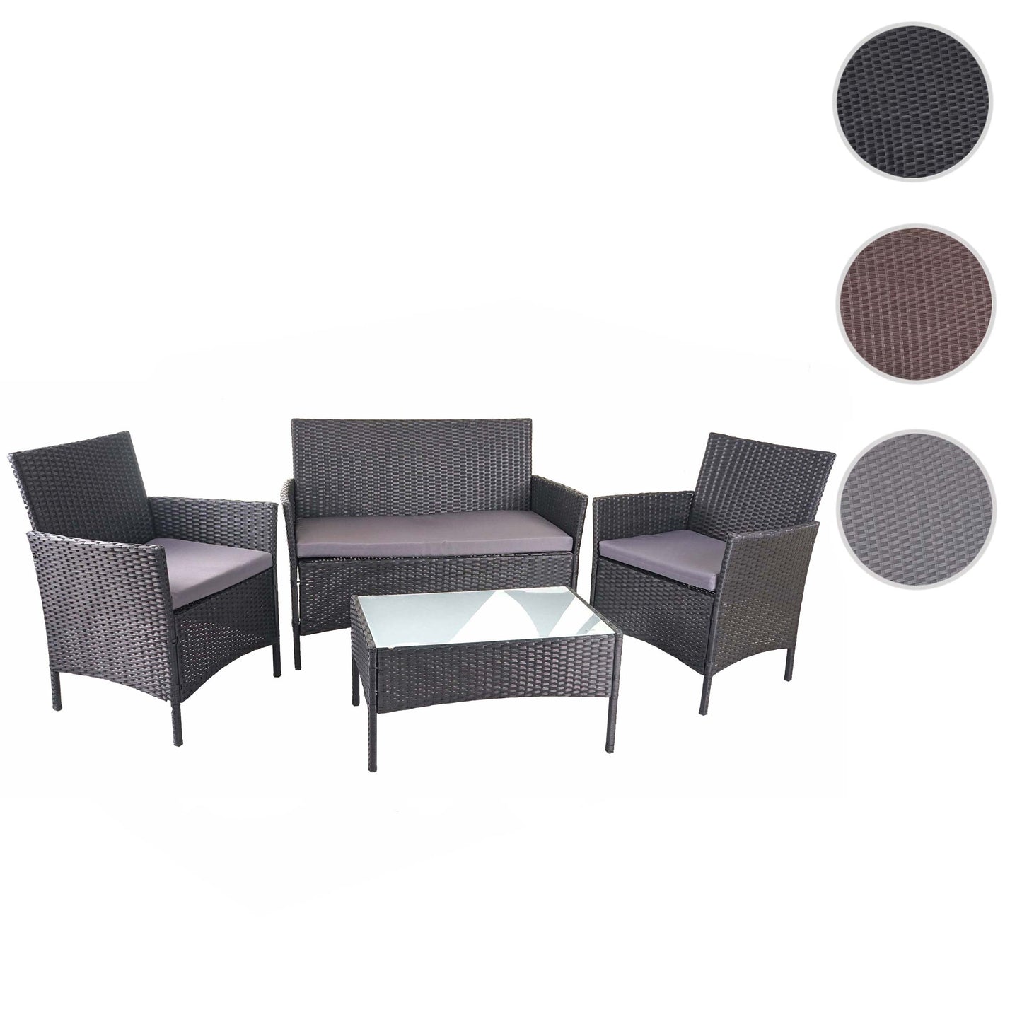 Cosmo Casa - Polyrotan tuinset - Loungeset - Polyrotan - Zwart & Antraciet