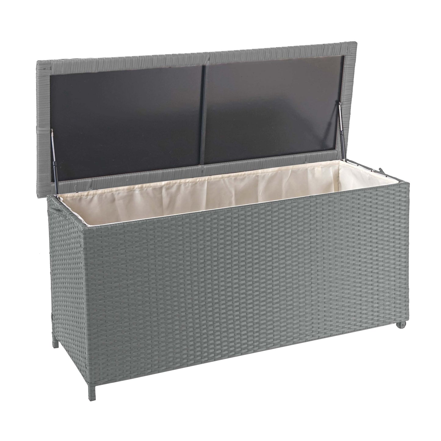 Cosmo Casa - Kussenbox - Premium - Polyrotan - Grijs - 63×135×52 cm