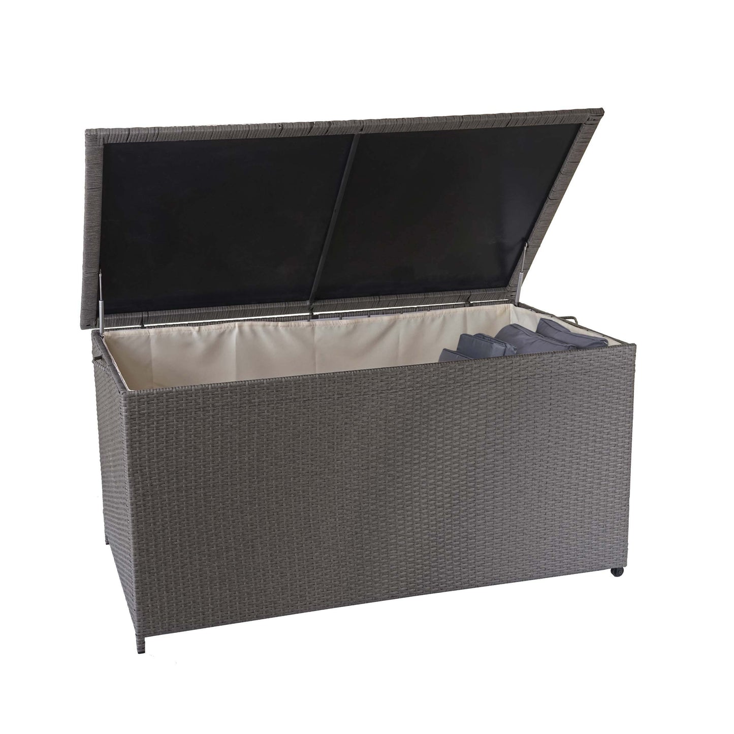 Cosmo Casa - Kussenbox - Premium - Polyrotan - Grijs - 80×160×94 cm