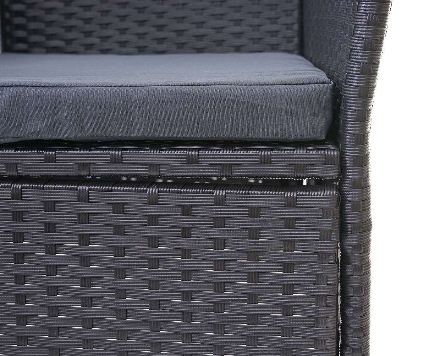 Cosmo Casa - Tuinbank met tafel - Zitgroep - Polyrotan - Zwart & Donkergrijs - 132 cm