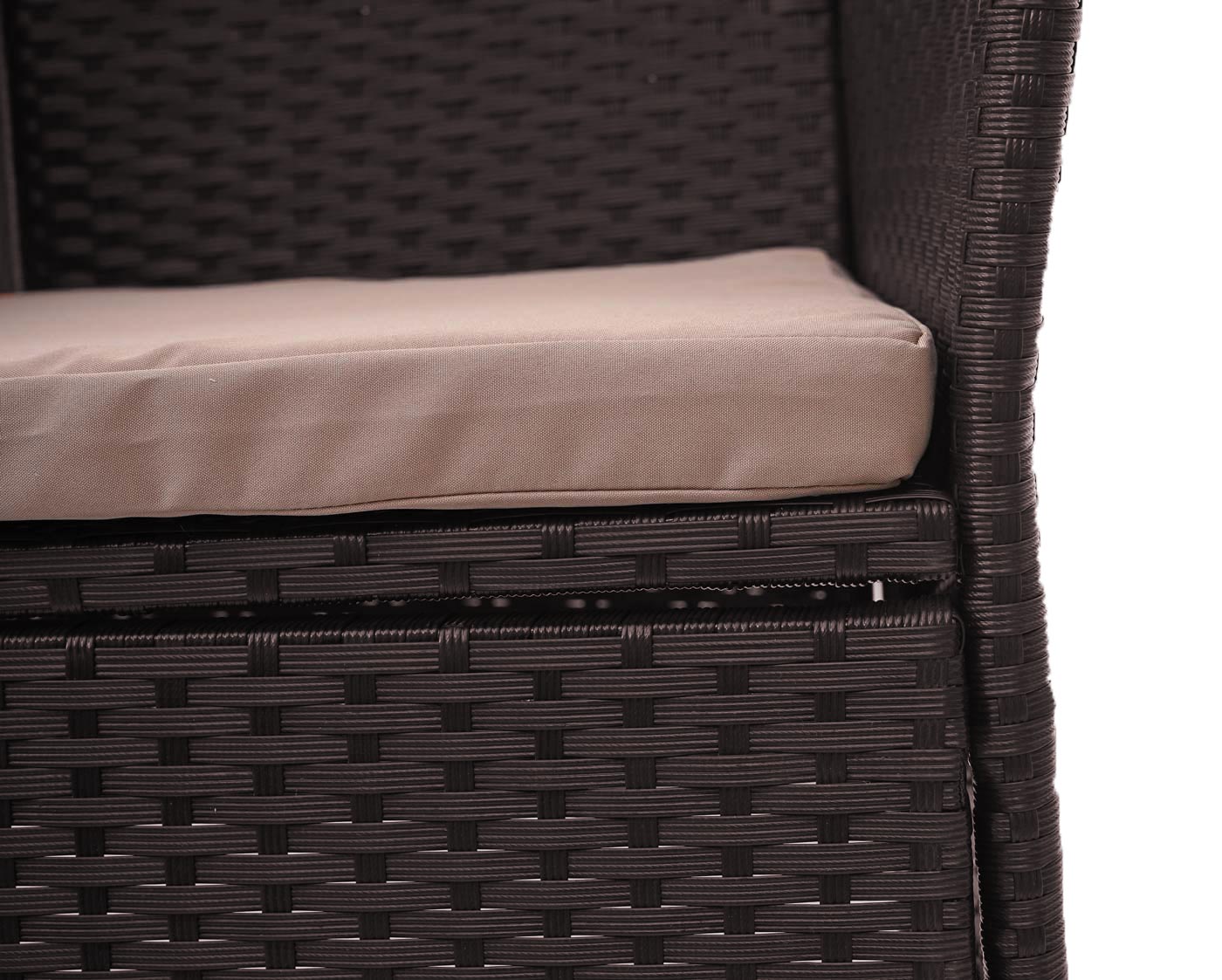 Cosmo Casa - Tuinbank met tafel - Zitgroep - Polyrotan - Bruin & Crème - 132 cm