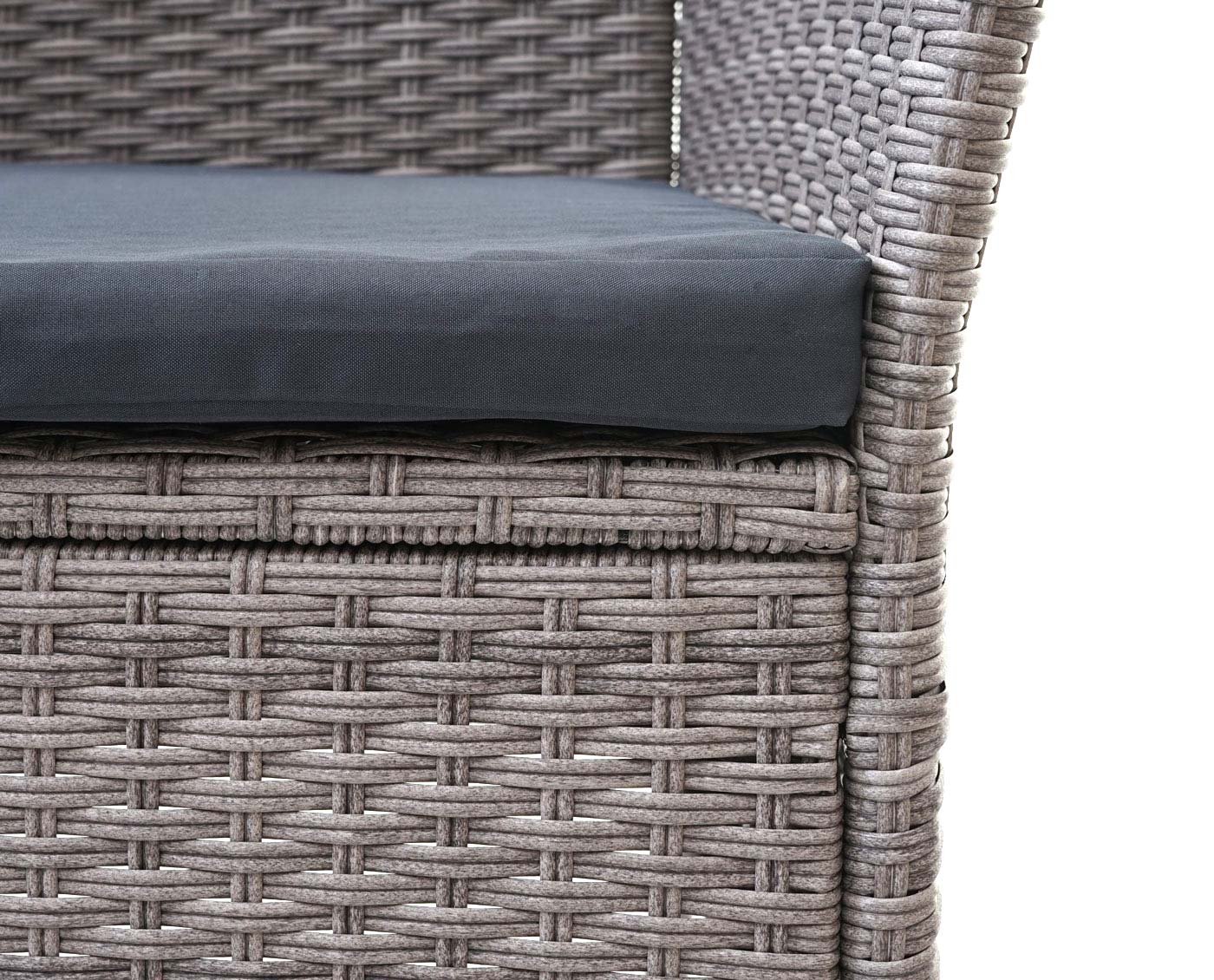 Cosmo Casa - Tuinbank met tafel - Zitgroep - Polyrotan - Grijs & Donkergrijs - 132 cm