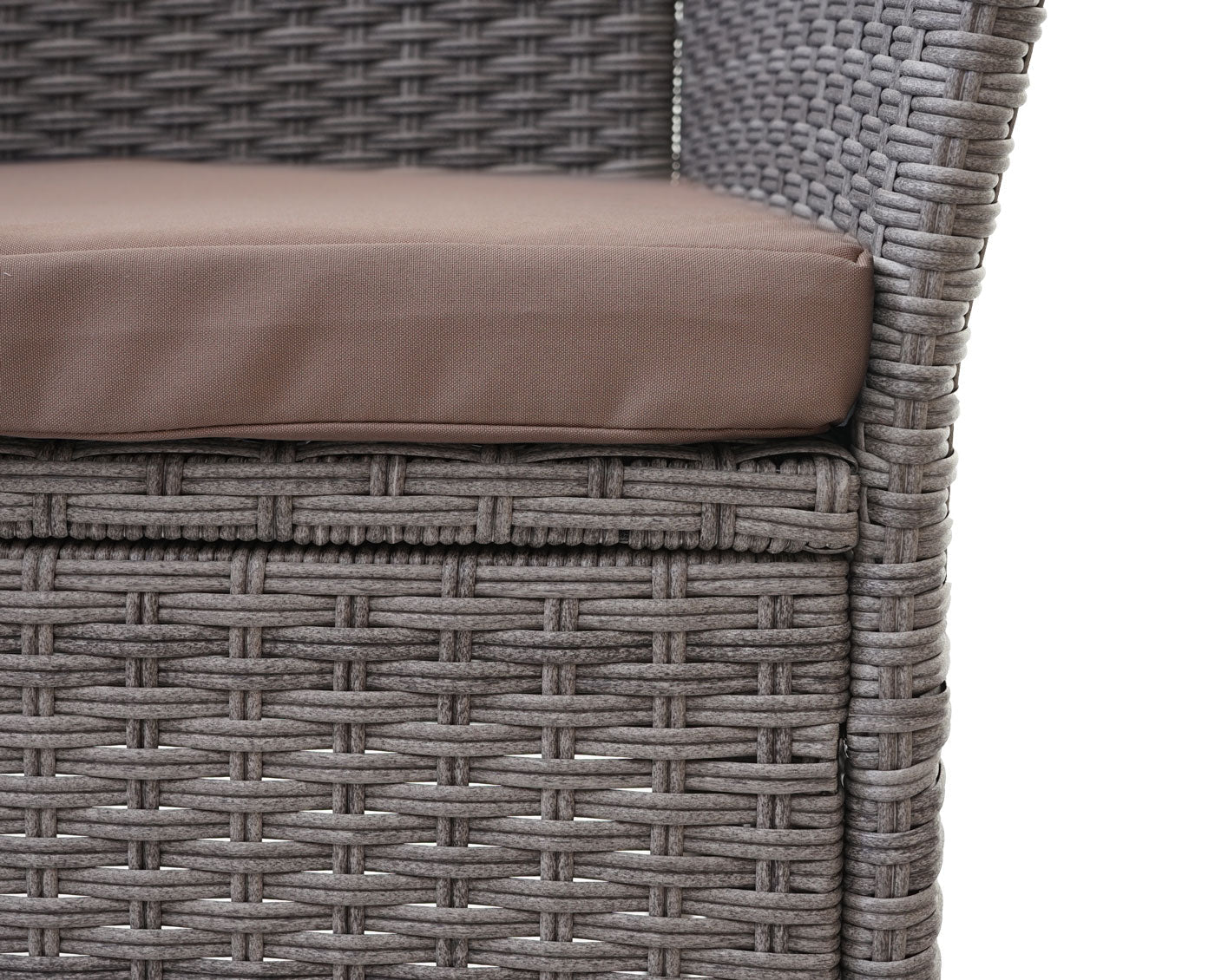 Cosmo Casa - Tuinbank met tafel - Zitgroep - Polyrotan - Grijs & Crème - 132 cm