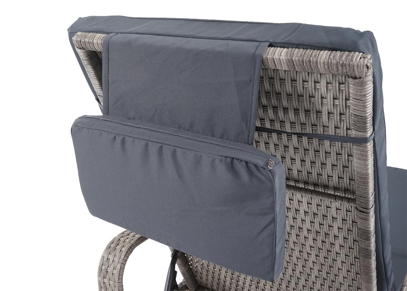 Cosmo Casa - Ligstoel - Relax - Polyrotan & Aluminium - Grijs - kussen donkergrijs