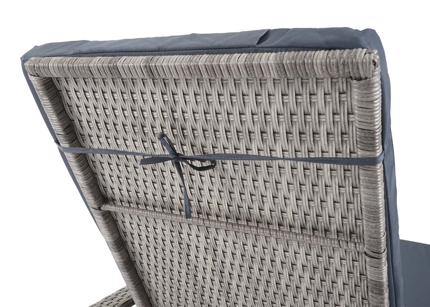 Cosmo Casa - Ligstoel - Relax - Polyrotan & Aluminium - Grijs - kussen donkergrijs