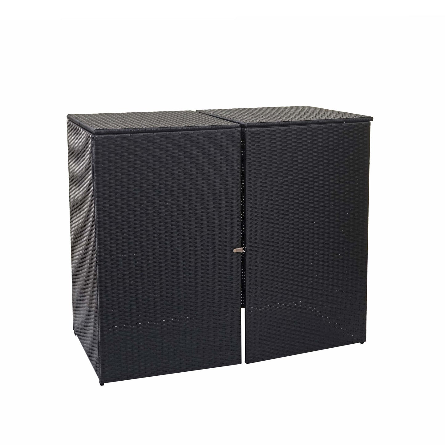 Cosmo Casa - Afvalbakdeksel - 2-delig - Polyrotan - Zwart - 2×120 l