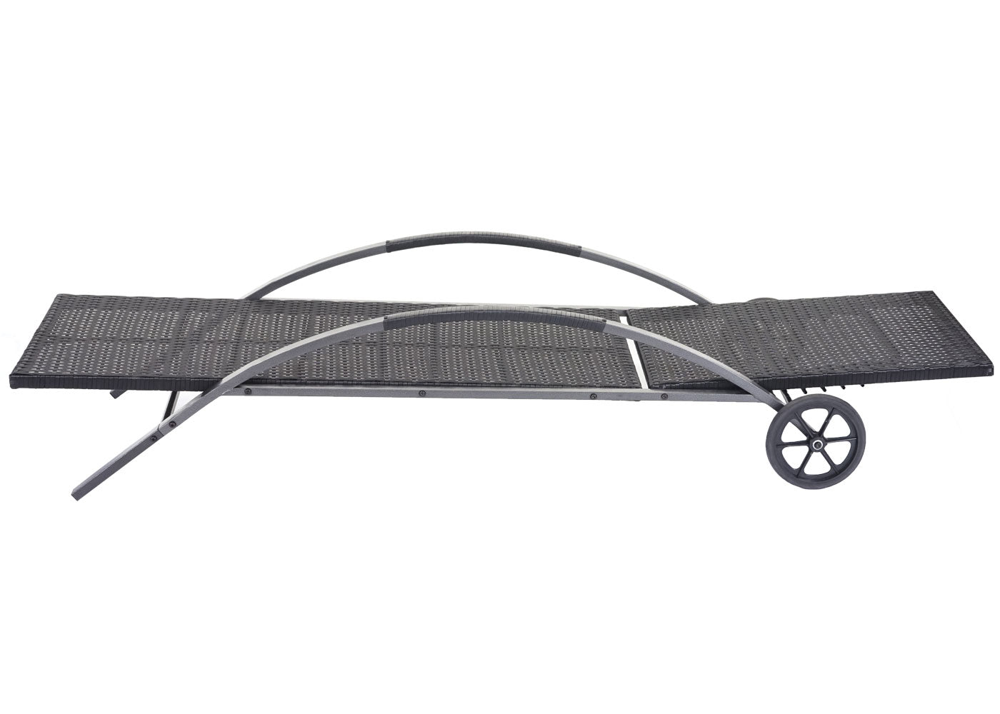 Cosmo Casa - Set van 2 Ligbedden - Relax - Polyrotan - Zwart - kussen donkergrijs