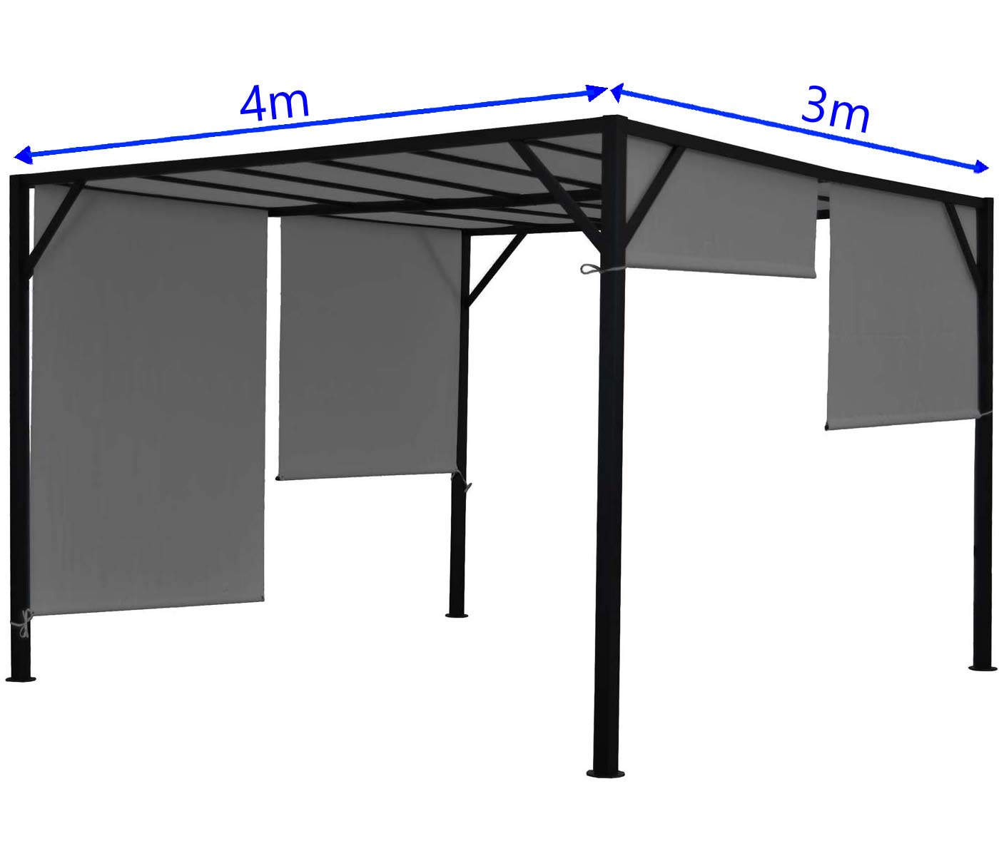 Cosmo Casa - Pergola - Schuifdak - Staal - Grijs - 4×3 m