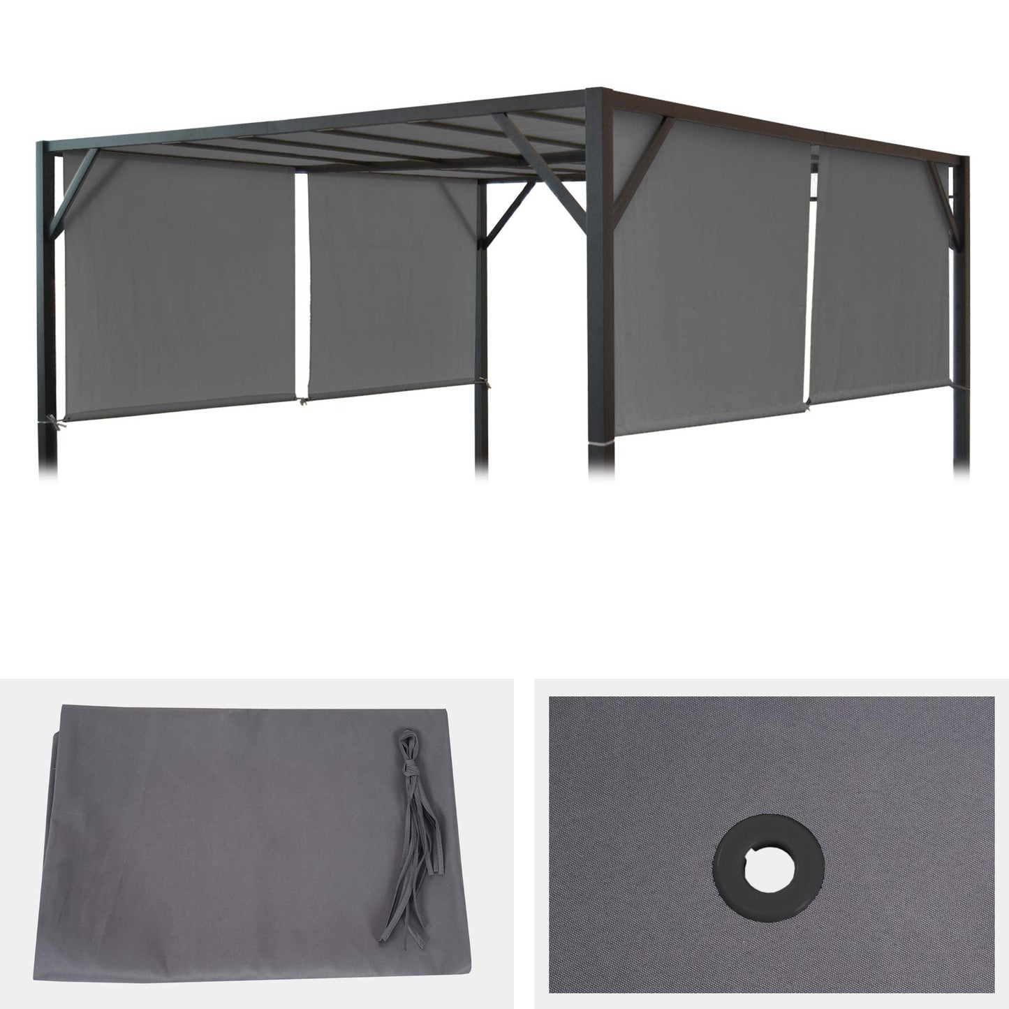 Cosmo Casa - Afdekking - Vervangend - Textiel - Grijs - 4×4 m