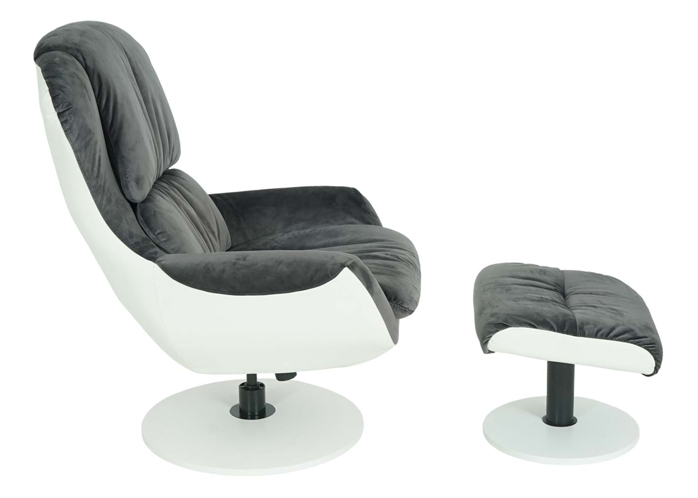 Cosmo Casa - Relaxfauteuil - Draaibaar - Fluweel & Kunstleer - Donkergrijs