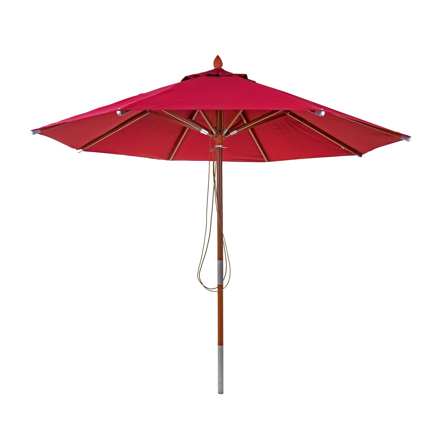 Cosmo Casa - Houten parasol - Trekkoord - Polyester & Hout - Bordeauxrood - Ø3 m