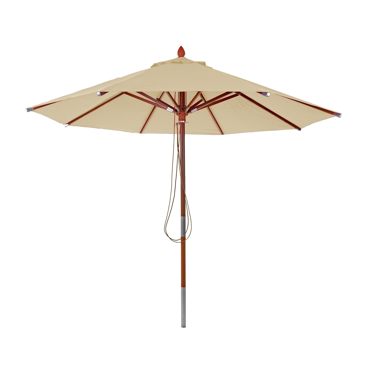 Cosmo Casa - Houten parasol - Trekkoord - Polyester & Hout - Crème - Ø3 m